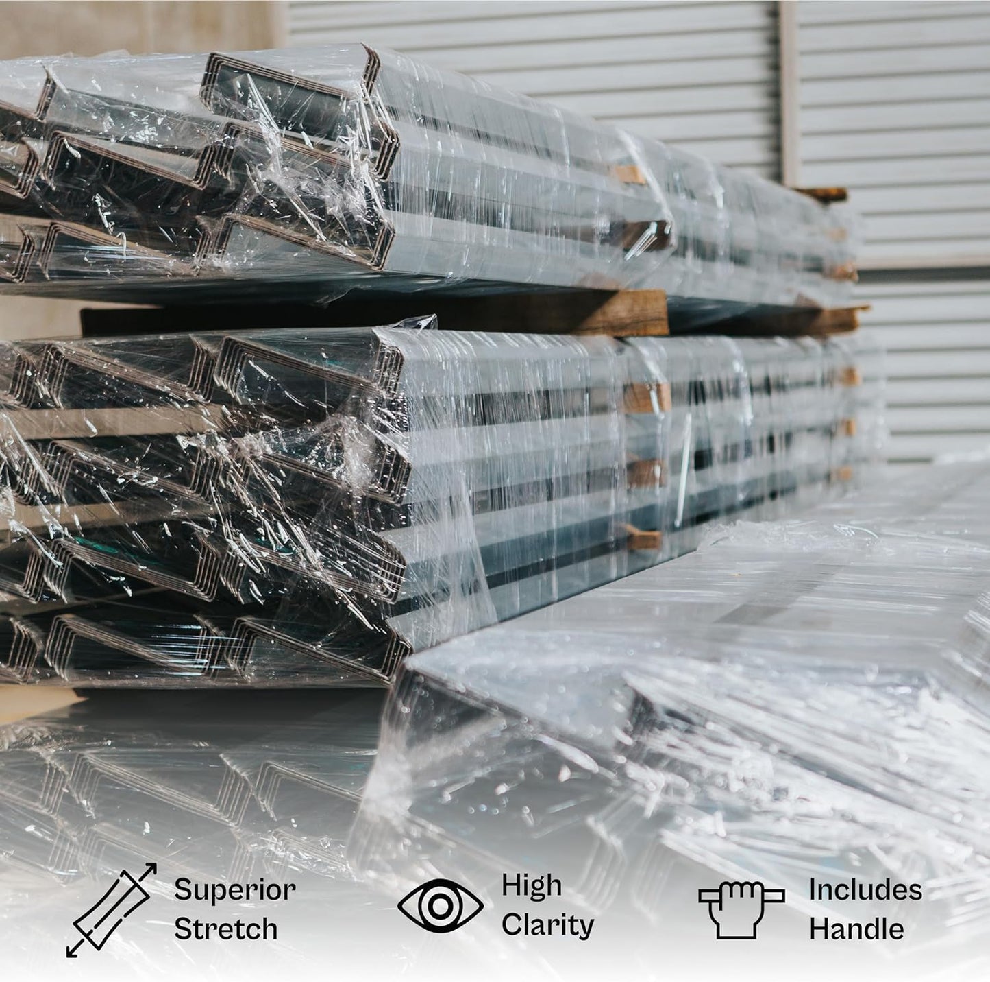 PSBM Mini Stretch Wrap with Handle, 12 Pack, 5 Inch x 650 Feet, 100 Gauge, Clear, Small Plastic Cling Film for Pallets Moving Storing
