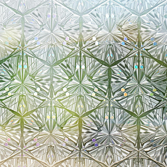 rabbitgoo Window Privacy Film Stained Glass Window Film, Decorative Stickers Removable UV Sun Blocking Clings Door Coverings, Diamond Pattern, 23.6 x 157.5 inches