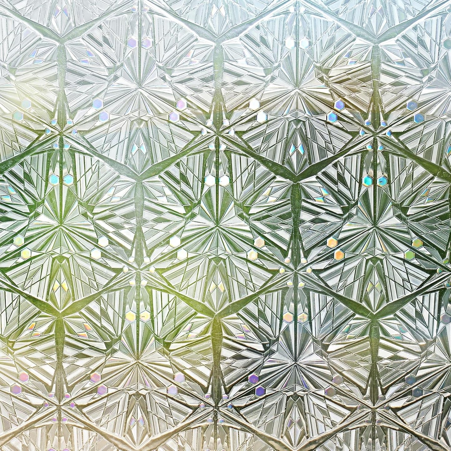 rabbitgoo Window Privacy Film Stained Glass Window Film, Decorative Stickers Removable UV Sun Blocking Clings Door Coverings, Diamond Pattern,35.4 x 157.5 inches