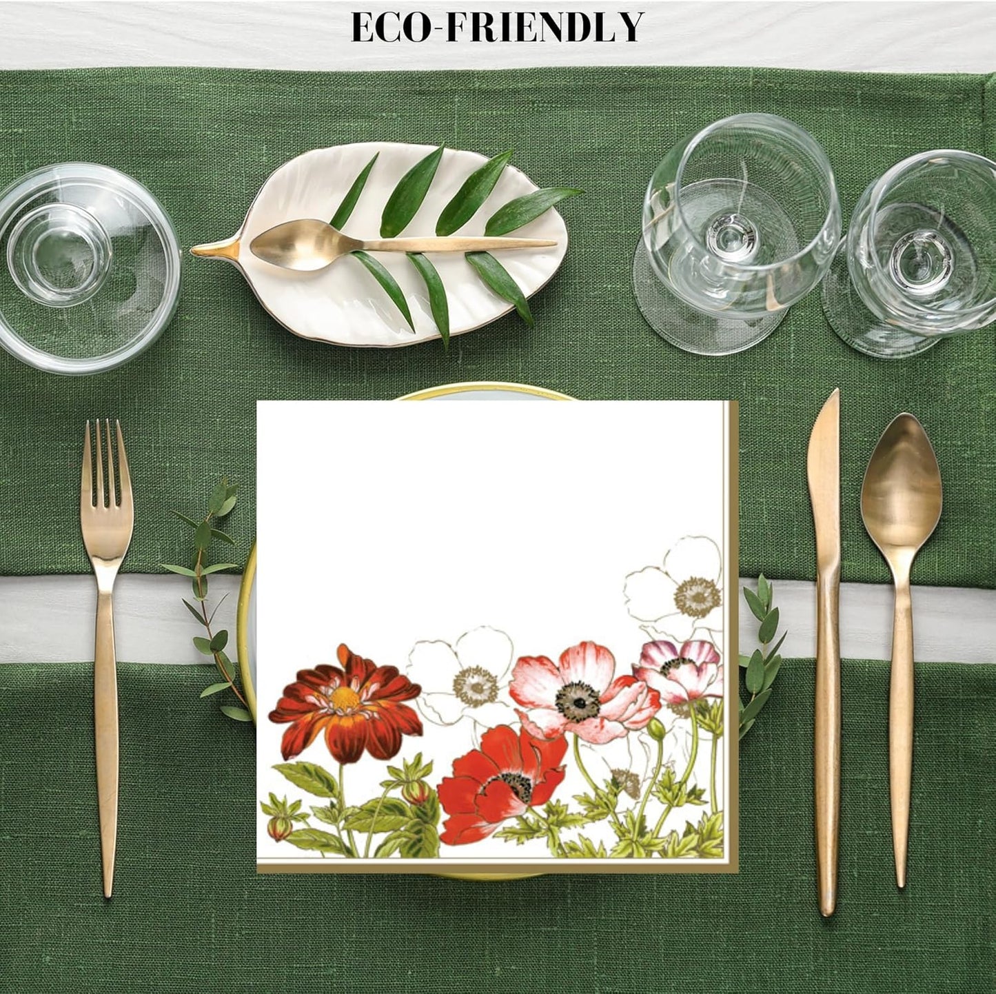 20-ct 13x13 Flowers Paper Luncheon Decoupage Napkins, 3-Ply Servilletas Printed Flower Anemones with Georginia Cocktail Napkin for Art, Dinner and Party, Disposable Napkins Decor