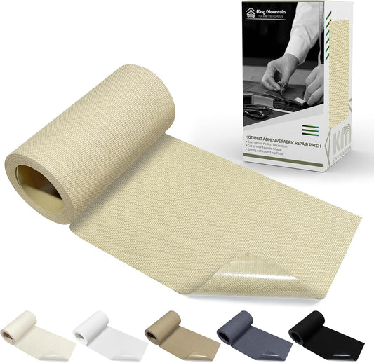 KING MOUNTAIN Canvas Iron on Patch,3"×60",Waterproof 100% Cotton Fabric Repair Patch,Used for Various Sofa,Tent,Clothes,Seats,Suitcases (Beige Gray)