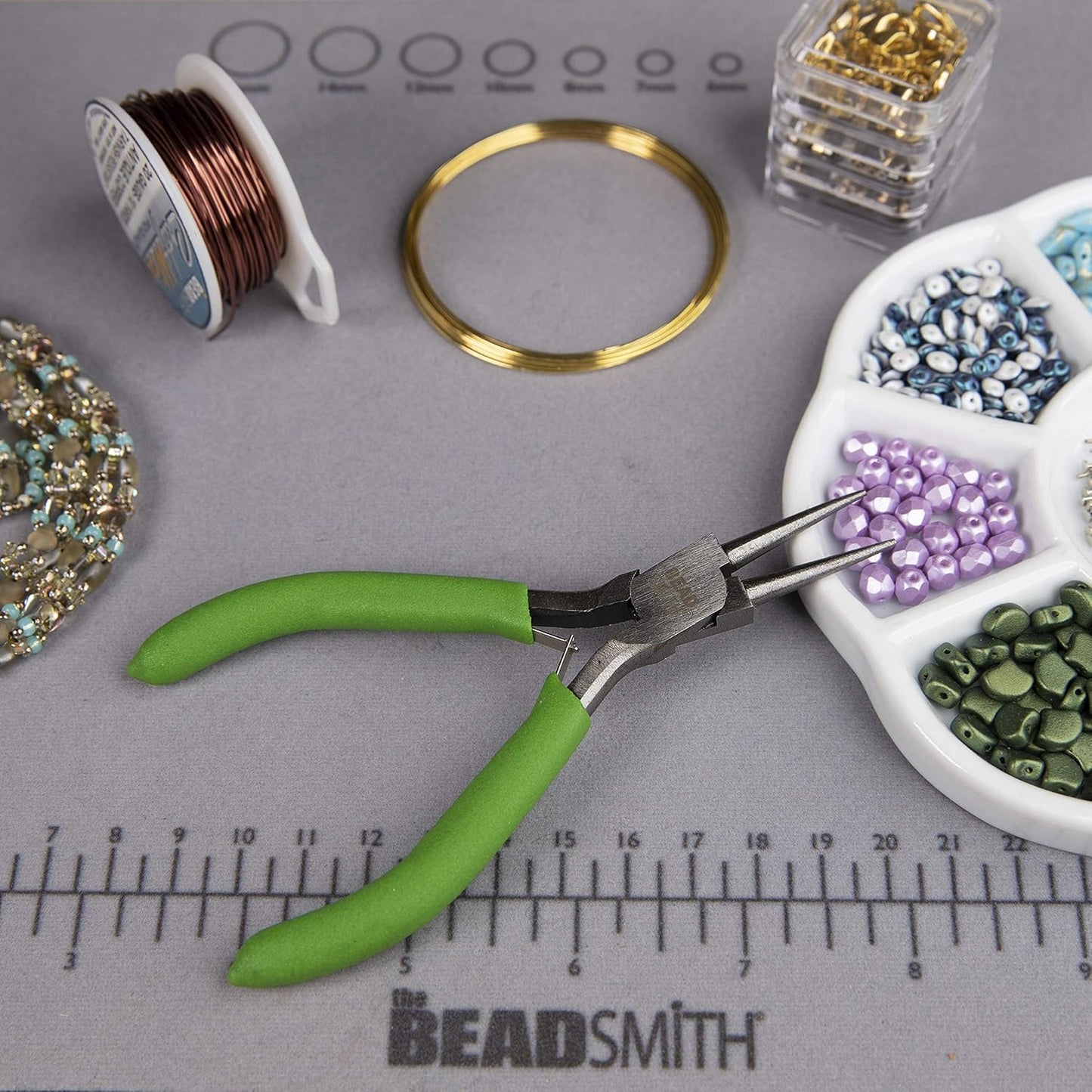 The Beadsmith Color-ID Pliers – Color Coded Set – 5 Inches, 3 Piece Kit: Chain Nose, Round Nose, & Side Cutter – Tools for Jewelry Making