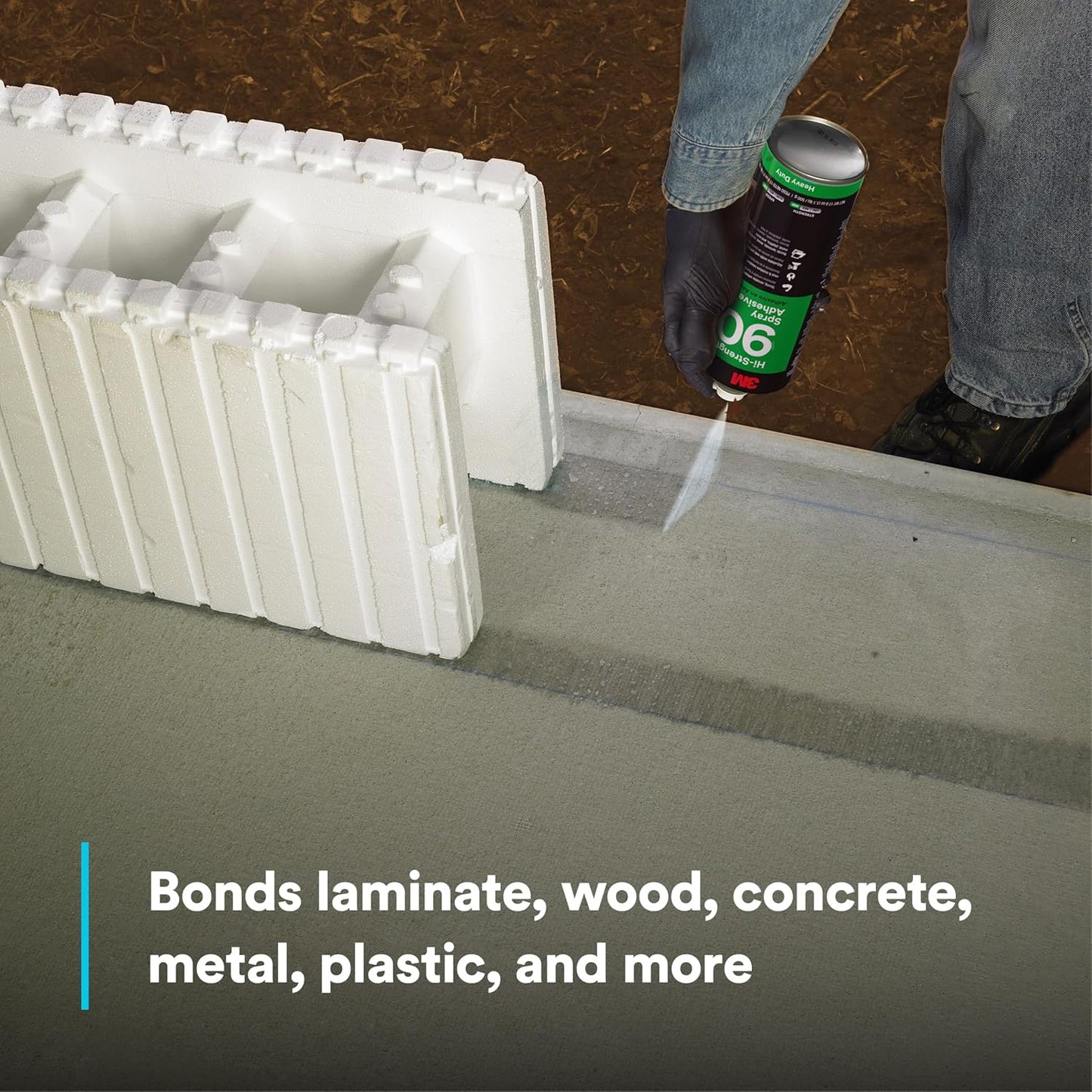 3M Hi-Strength 90 Spray Adhesive, Permanent, Bonds Laminate, Wood, Concrete, Metal, Plastic, Clear Glue, Net Wt 12.23 oz