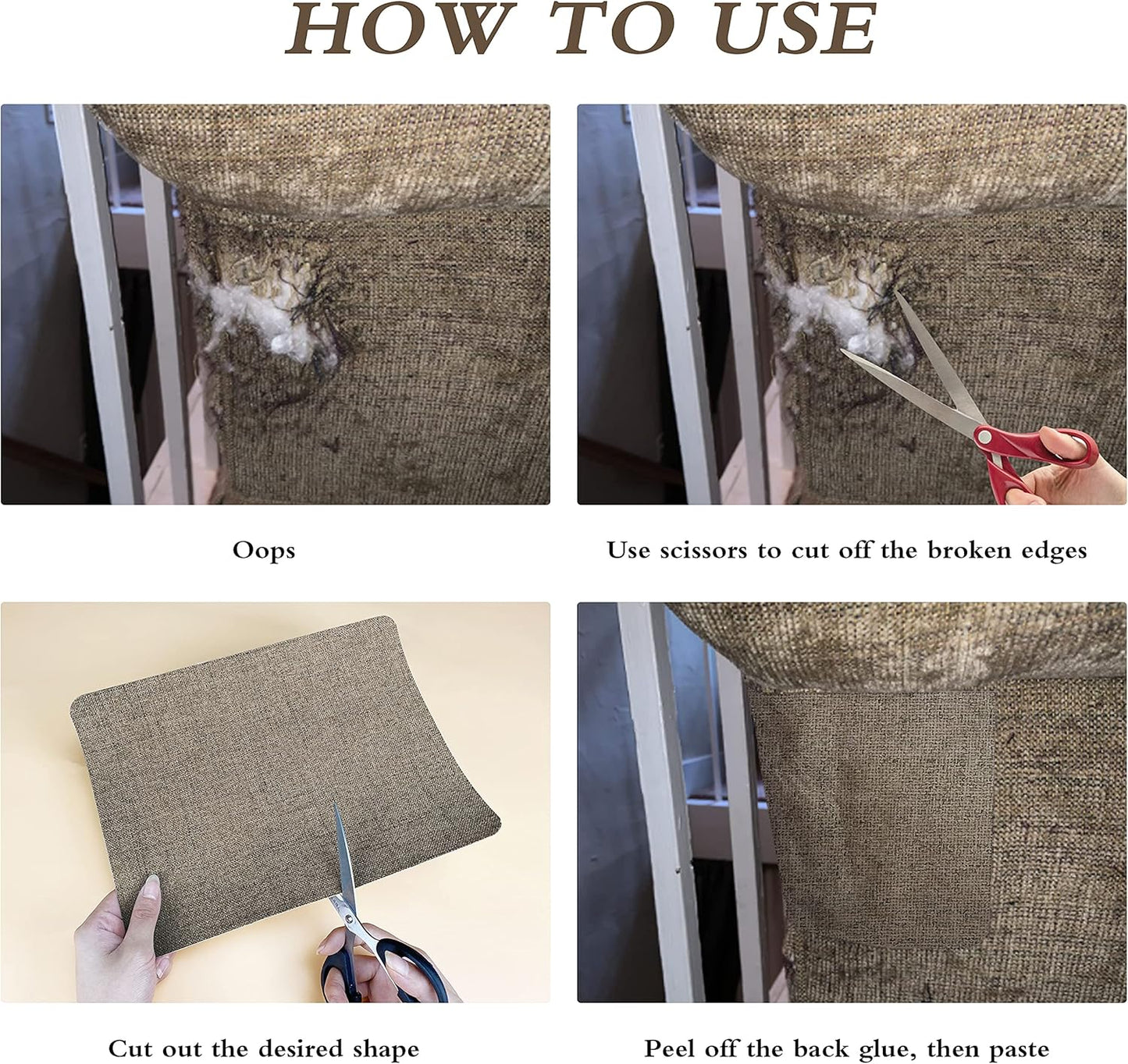 KING MOUNTAIN Coarse Linen Repair Patches, Self-Adhesive Linen Fabric Patches, 8X11 inch, Multi Color, Can be Used for Linen Sofa Repair and Linen Clothes Repair(8" x 11",Coffee Brown)