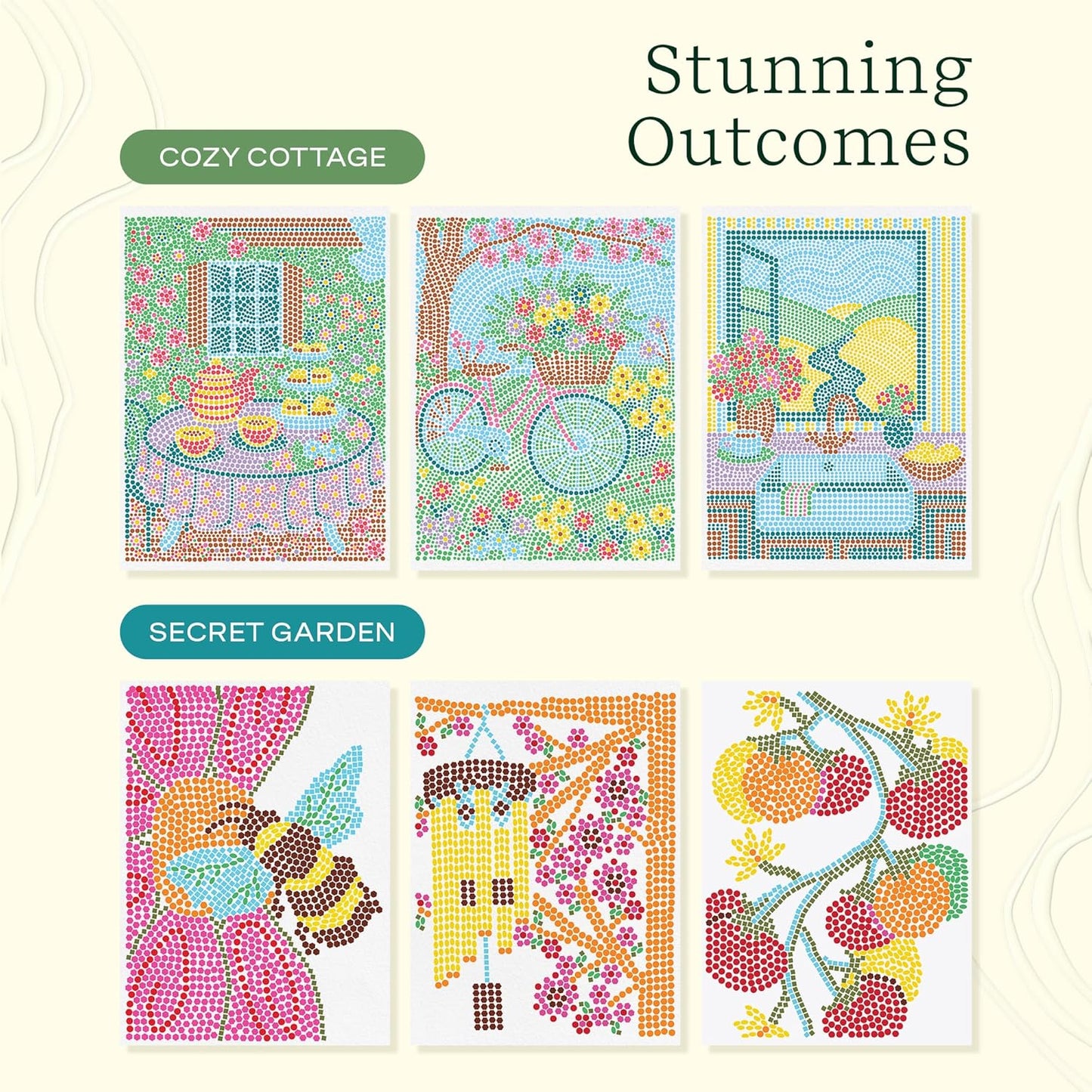 Lifelines FlowArt Activity Pad, 2-Pack & Bonus Pad - Guided Dot Art Meditations with Markers - Dot-by-Letter & Stamp-by-Shape Coloring Books for Tweens, Adults & Seniors