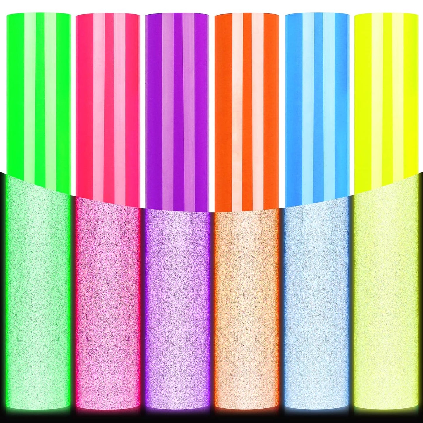 GIRAFVYINL Reflective HTV Heat Transfer Vinyl,Refelctive Iron on Vinyl Neon Vinyl - 12" X 12" Iron on Vinyl for T-Shirt,Fabric,6 Vinyl Sheets