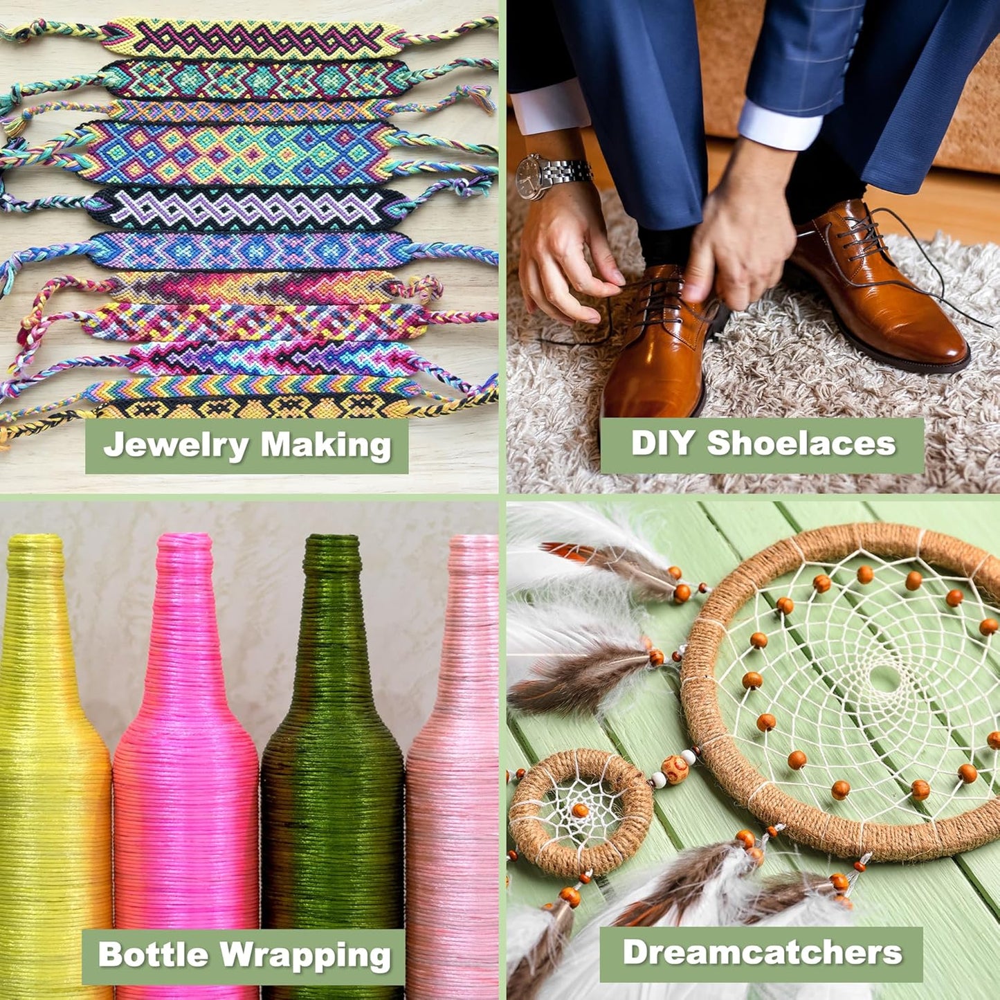 Mandala Crafts 2mm 11 X 15 Yards Assorted Cotton Waxed Cord for Jewelry Making Bracelet Cord Waxed String - Beading String Thread Jewelry Cords for Necklaces String