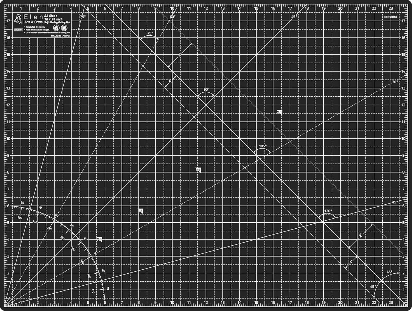 Elan Cutting Mat A2 Black & Taupe, Self Healing Cutting Mat 18x24 Inch, 5-Ply Craft Board Black, Hobby Board for Crafts 18x24 Inch