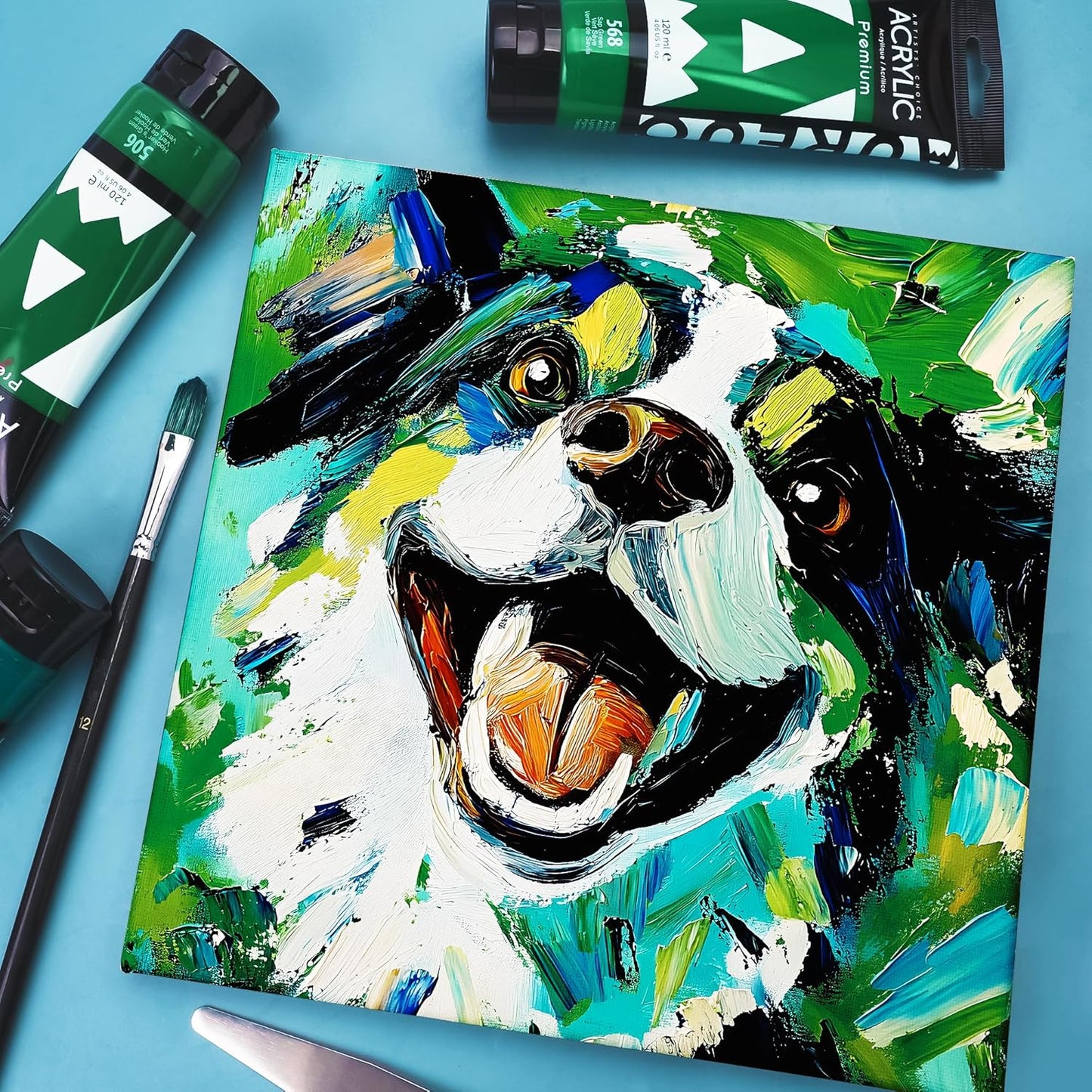 AUREUO Yellow Green Acrylic Paint, 4 Fl Oz / 120ml Single Tube, Rich Pigment Art Craft Paints for Canvas, Rocks, Wood, Ceramic, Fabric - Art Supplies for Beginners, Professionals, Artists