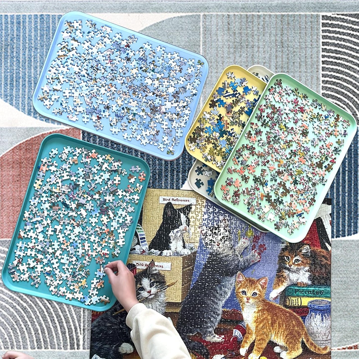 16.9" x 12" Extra-Large Puzzle Sorting Trays Stackable, 6 Pack Puzzle Sorter for Sorting 2000/3000/5000 Puzzle Pieces