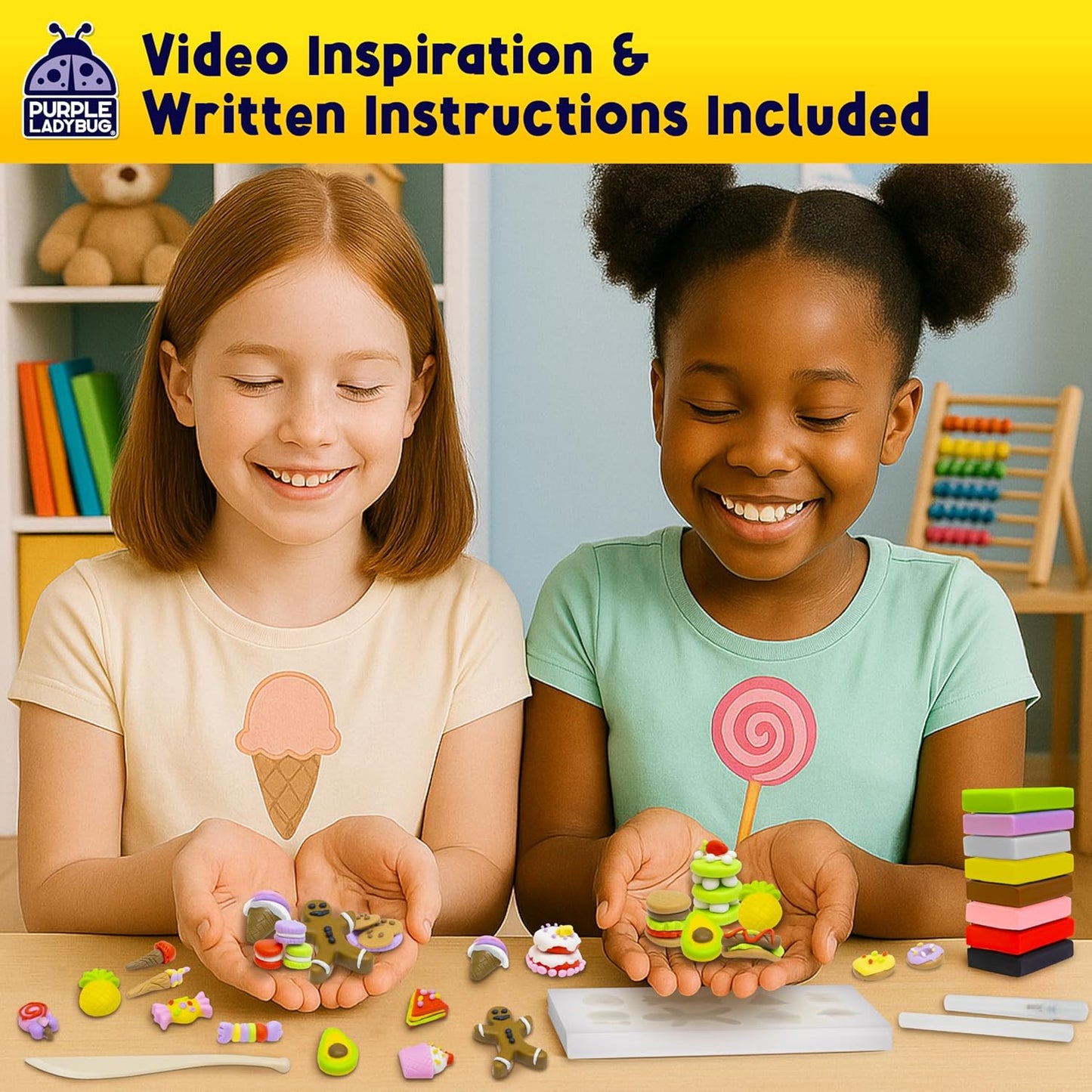 Eraser Lab DIY Clay Kit - Food-Themed Fun Eraser for Kids Craft Set, 8 Clay Colors, Mold Tray & Shaping Tool, Christmas Presents for Kids, Creative Activity for Boys & Girls Aged 4+, Gift for Birthday