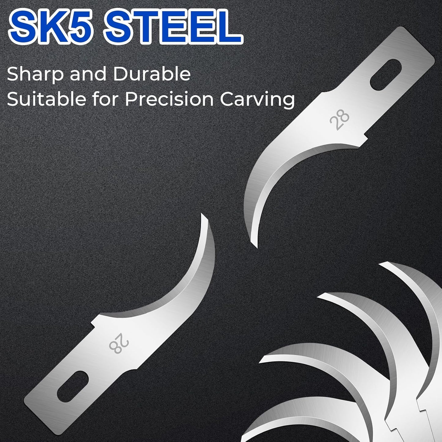 DIYSELF 150 PCS Hobby Knife Replacement Blades, 24 Sharp Exacto Knife Blades, Hobby Knife Blade Refills with Storage Case, High Carbon Steel Exacto Blades for Craft, Scrapbooking, Stencil (#28)