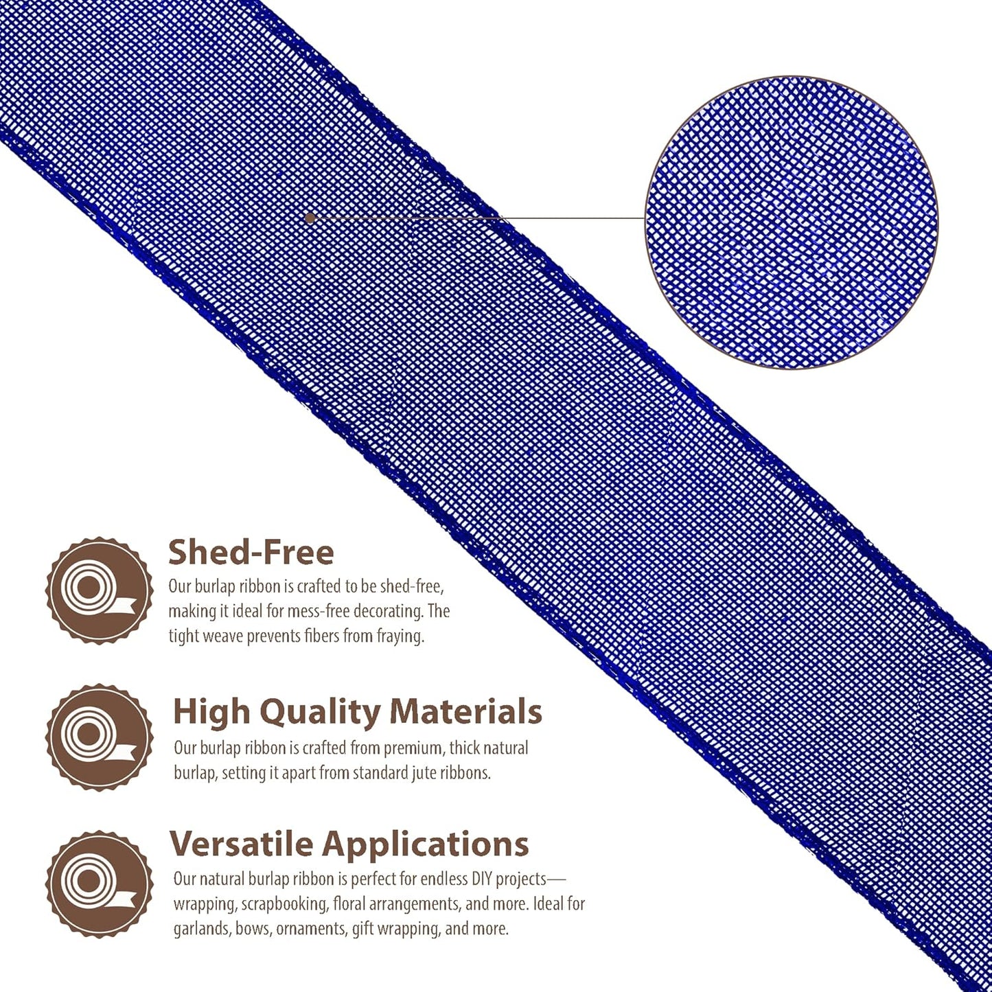 Mandala Crafts Royal Blue Burlap Ribbon 2 Inches Wide Jute Ribbons for Crafts - 20 Yds Roll Rustic Burlap Wrap Trim Ribbons for Wreaths Bows Wedding Party Decoration