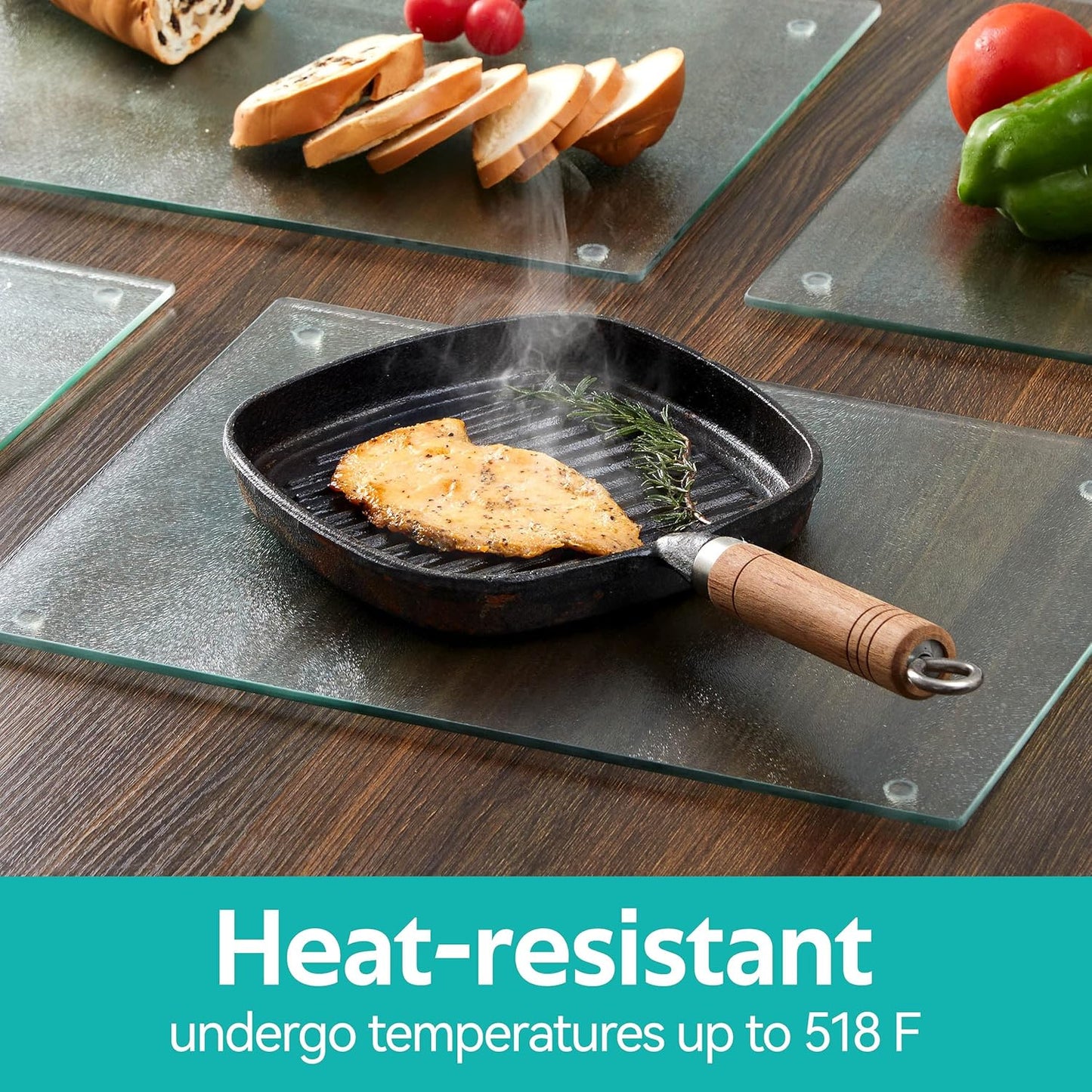 Murrey Home Glass Cutting Board for Kitchen Counter, Tempered Glass Chopping Boards Dishwasher Safe, Small Clear Countertop Tray, Scratch Resistant, Heat Resistant, Non Toxic, Clear, 12"x8"