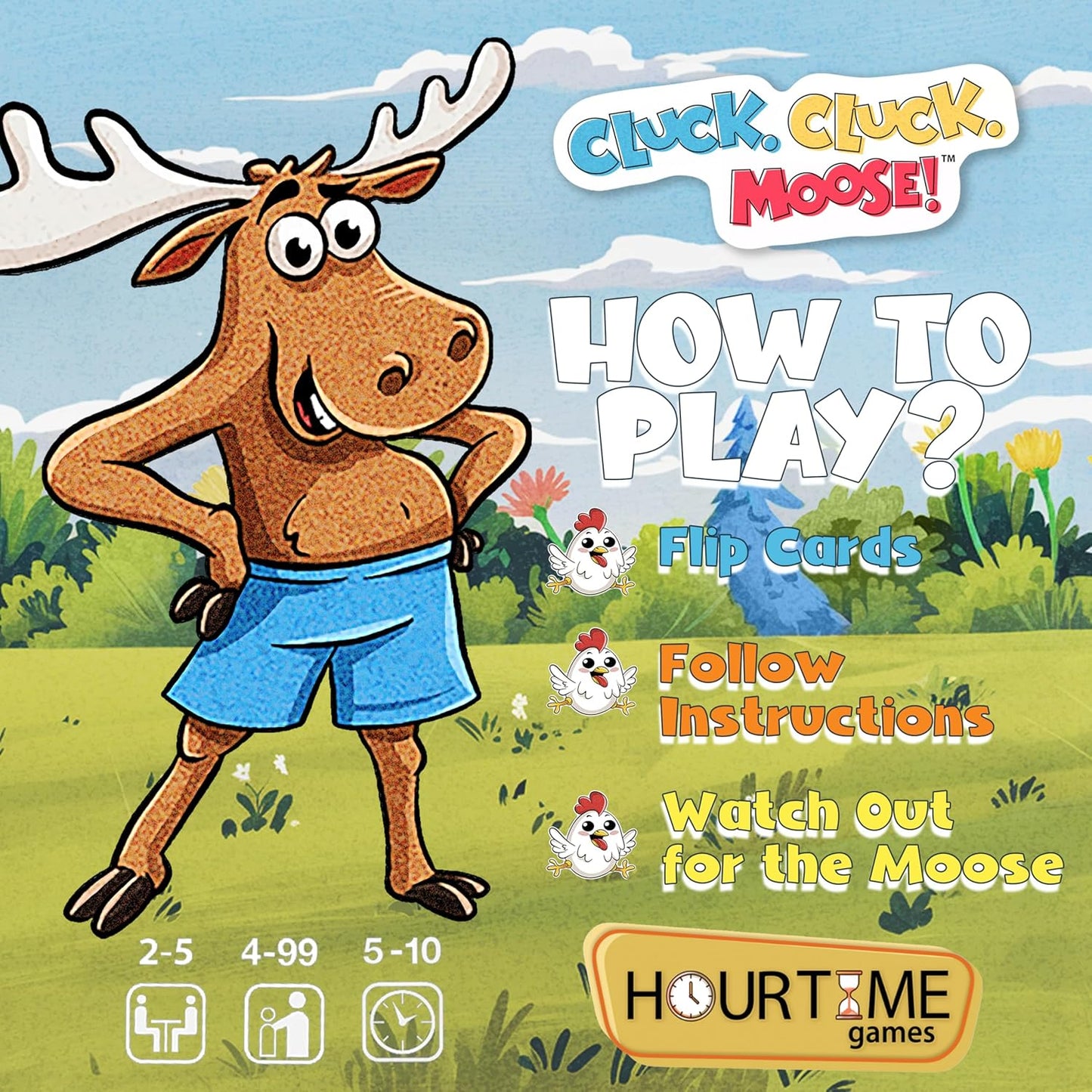 Hour Time Games Cluck Cluck Moose – Hilarious Animal-Themed Card Game for a Fun Family Game Night, Family Games for Kids & Families, Reunion Gift Ideas, Stocking Stuffer & Goodie Bag Gift for Ages 4+
