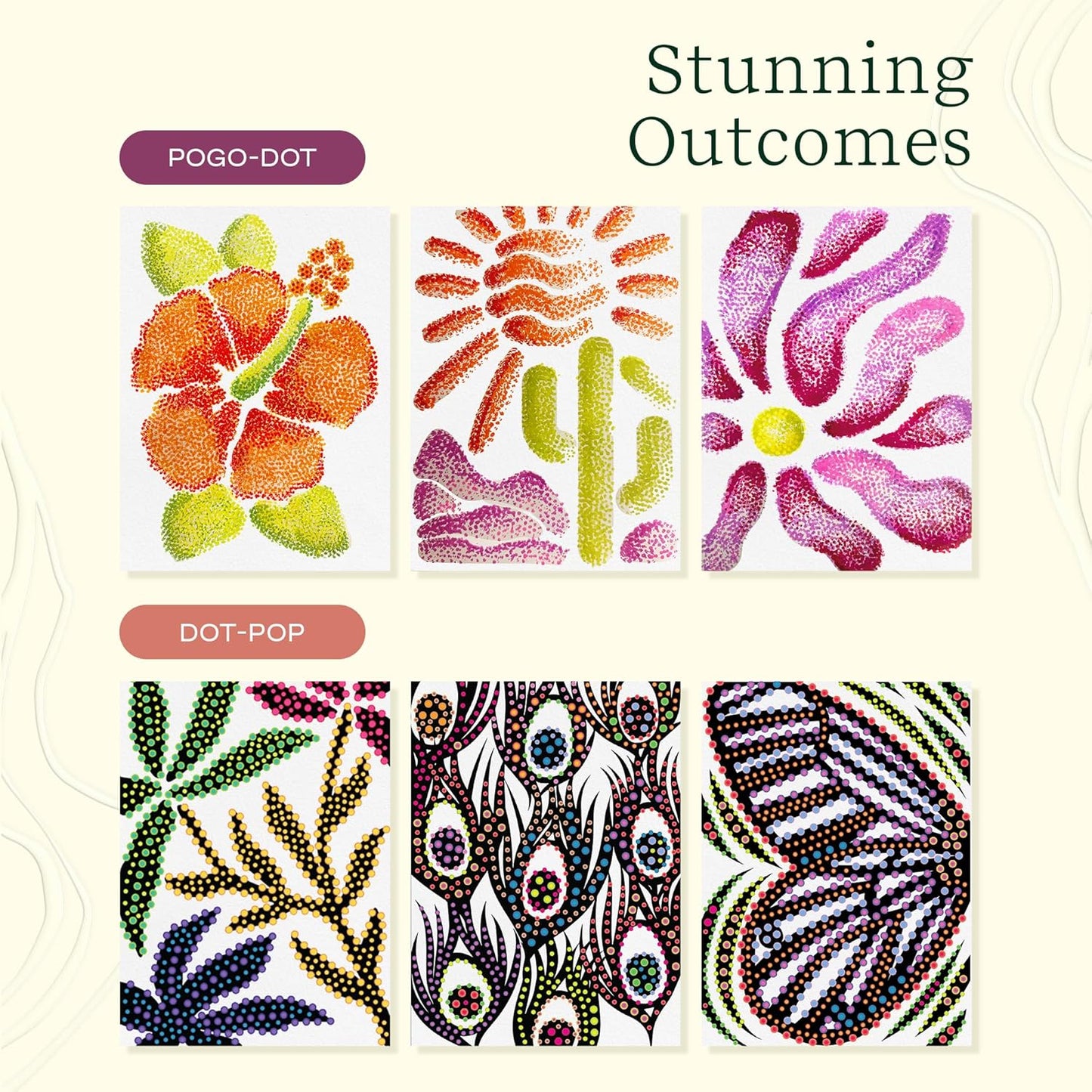 Lifelines FlowArt Activity Pad, 2-Pack & Bonus Pad - Guided Dot Art Meditations with Markers – Dot-Pop and Pogo-Dot Coloring Books for Tweens, Adults & Seniors