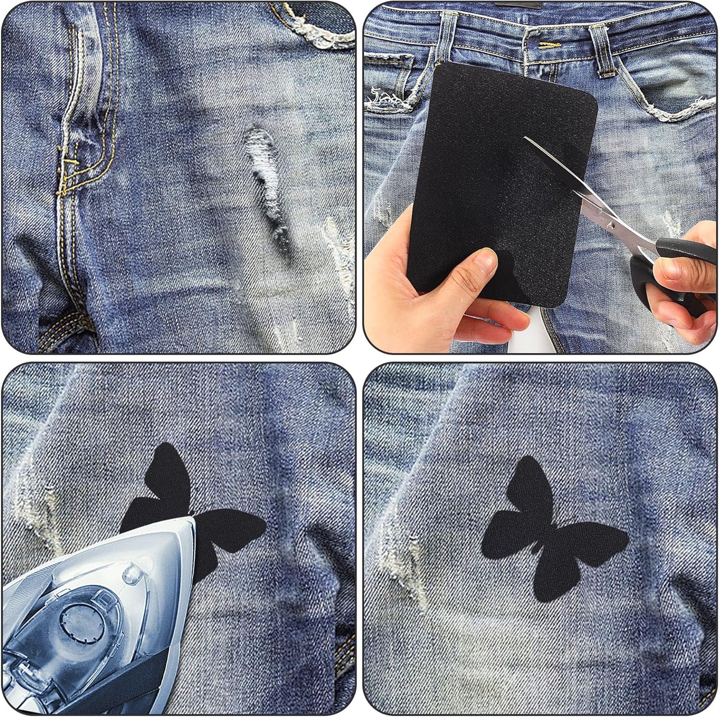 Augshy 29pcs Iron on Patches for Clothing Repair 4.9 X 3.7 Inch Iron on Patches for Clothing Black