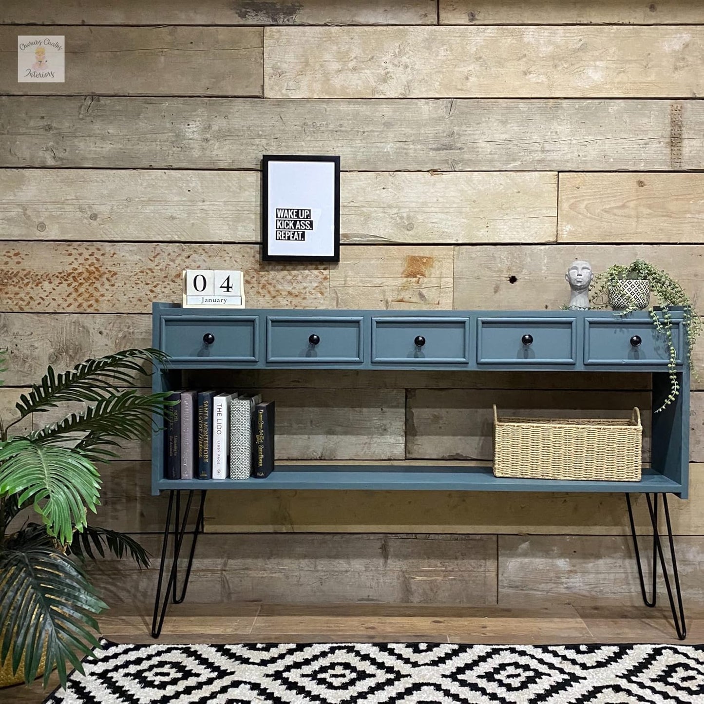 Dixie Belle Paint Company Chalk Finish Furniture Paint - Stormy Seas (8oz) - Matte Blue Gray Chic Chalk Mineral DIY Furniture Paint