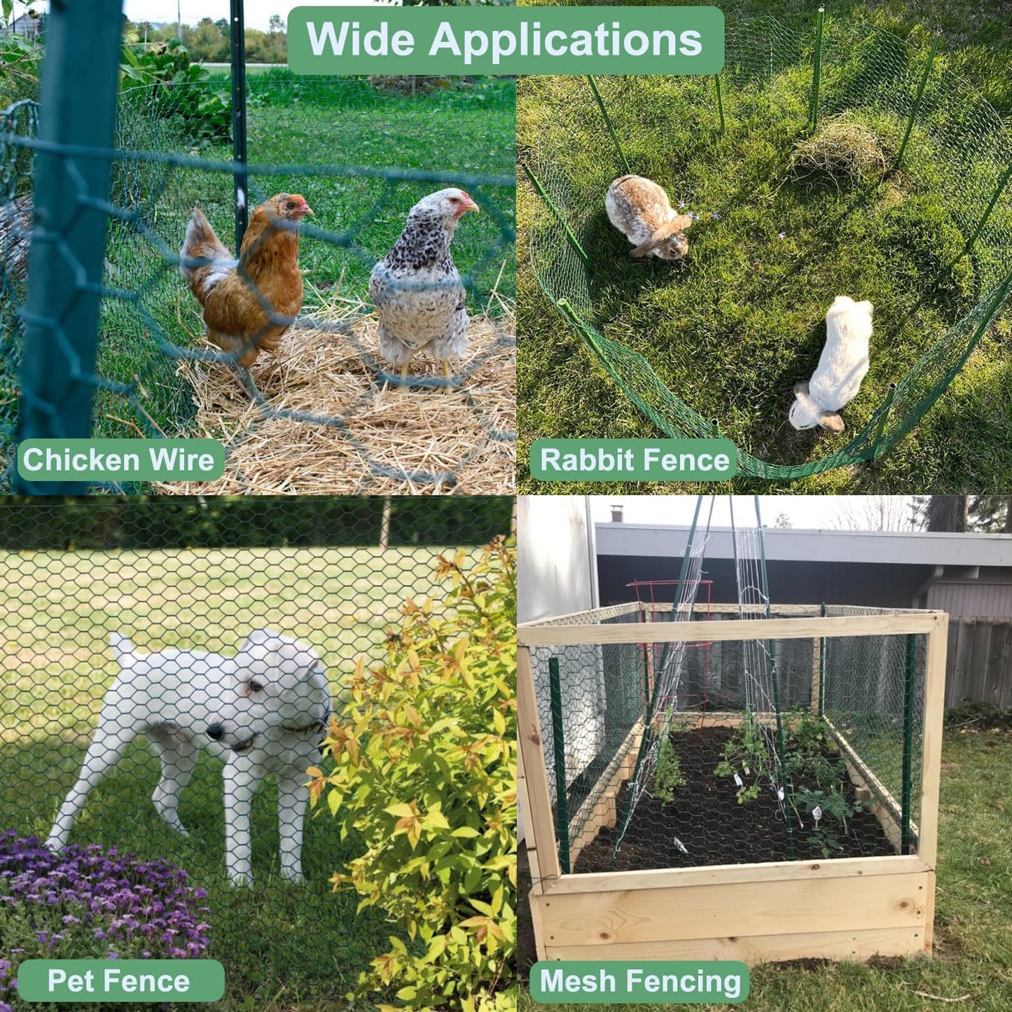 Chicken Wire for Floral Arrangements, 15.7 x 157 Inches Green Mesh, 0.6 Inch Hexagonal Galvanized PVC Coated Netting Fence for Crafts, Poultry, Garden