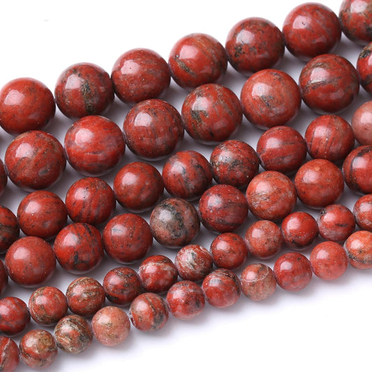32PCS 12MM Natural Red Seasame Jasper Stone Beads Energy Healing Beads for DIY Jewelry Bracelet Necklace Making for Jewelry Making 15Inch