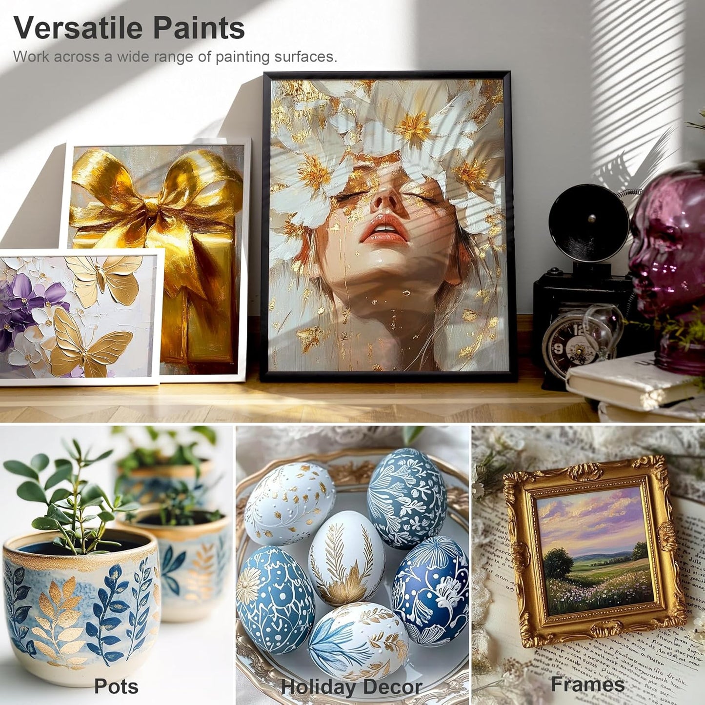 AUREUO Antique Bronze Acrylic Paint, 4 Fl Oz / 120ml Single Tube, Rich Pigment Art Craft Paints for Canvas, Rocks, Wood, Ceramic, Fabric - Art Supplies for Beginners, Professionals, Artists