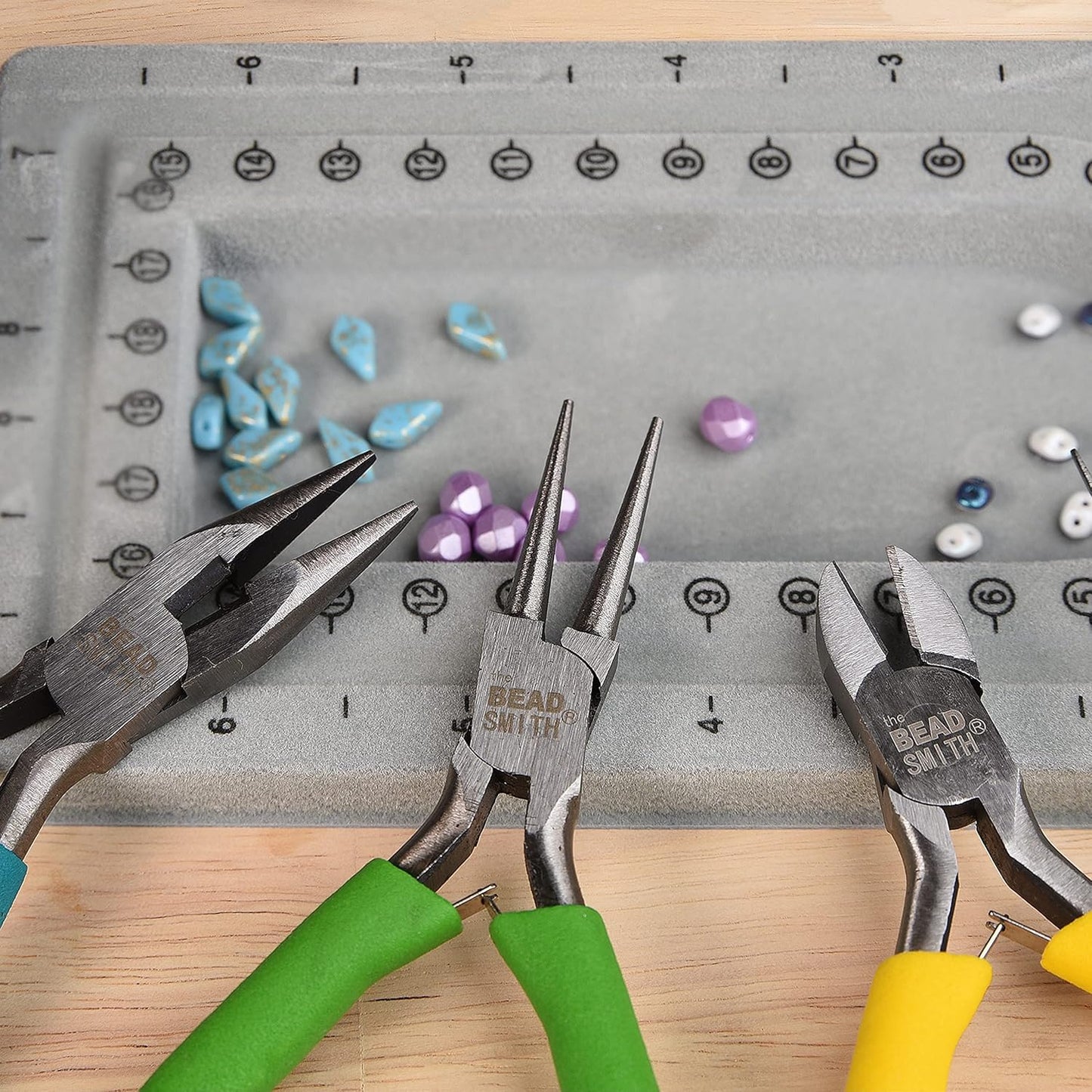 The Beadsmith Color-ID Pliers – Color Coded Set – 5 Inches, 3 Piece Kit: Chain Nose, Round Nose, & Side Cutter – Tools for Jewelry Making