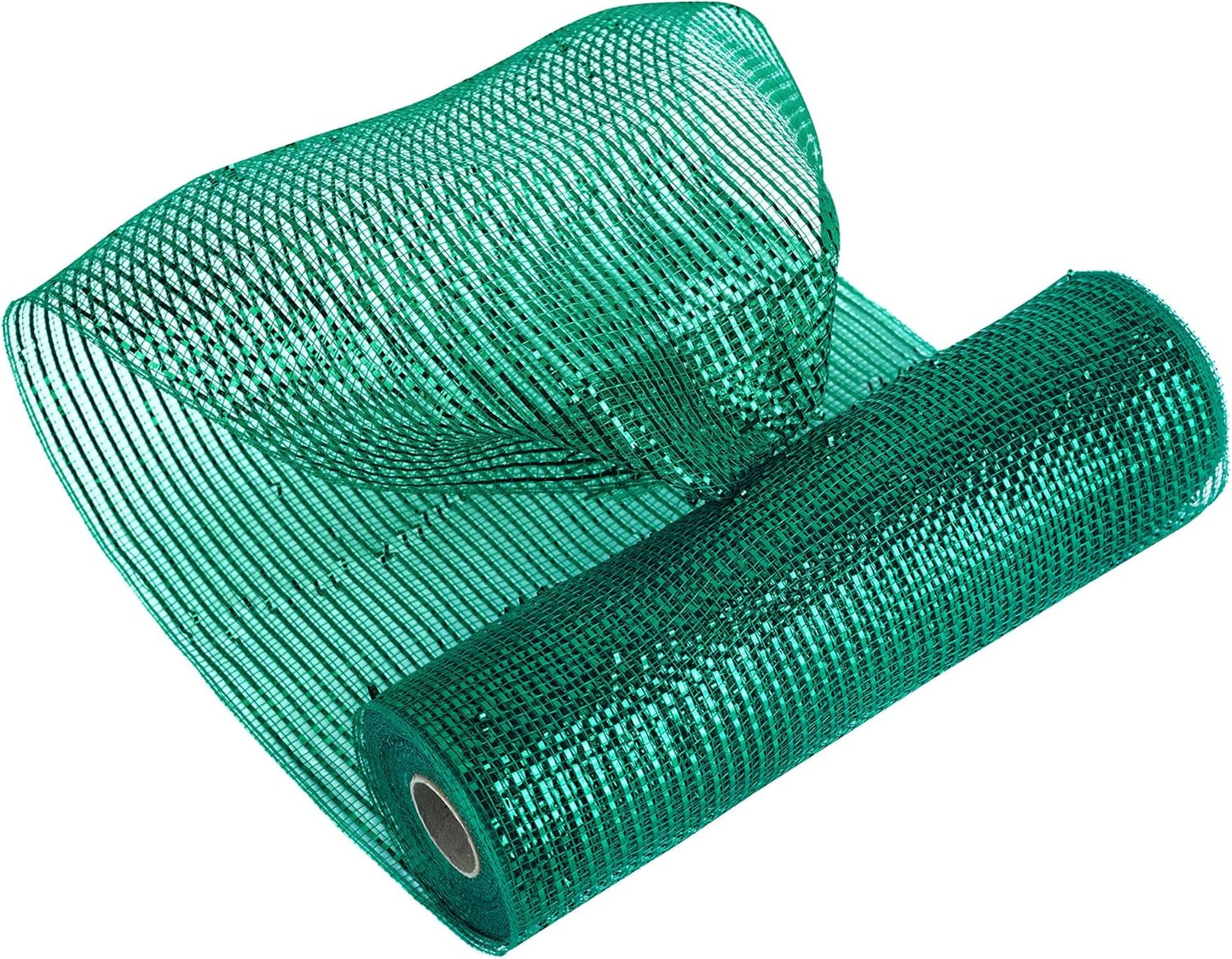 MEEDEE Forest Green Deco Mesh 10 Inch Deluxe Wide Foil Metallic Mesh Fabric Dark Green Mesh Ribbon for Christmas Tree, Wreaths, Garland, Gift Wrapping, Bows Making (30 Feet)