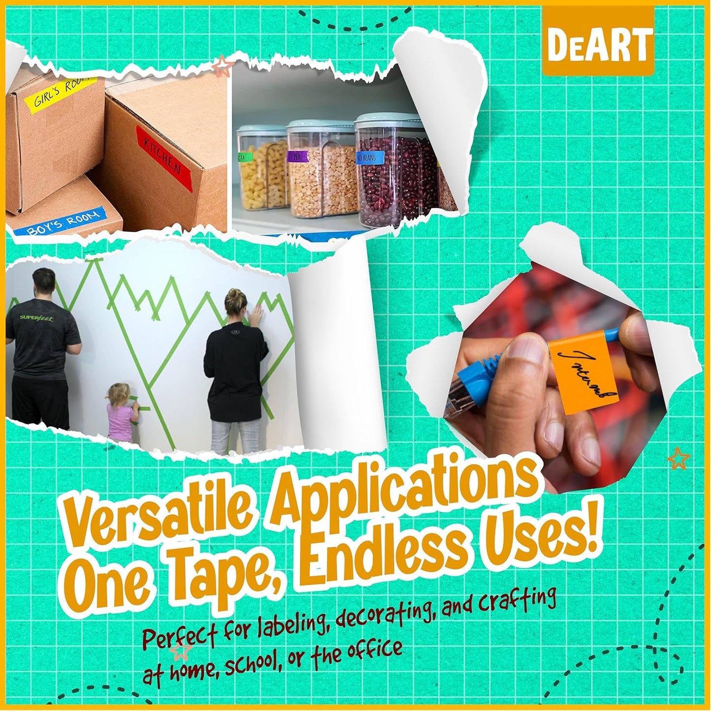 8X Colored Masking Tape, 33 Ft x 1 inch Colored Painters Tape for Arts & Crafts Labeling or Coding, Education Supplies & Craft Supplies Color Tape Rolls, Colorful Masking Craft Tape, Drafting Tape