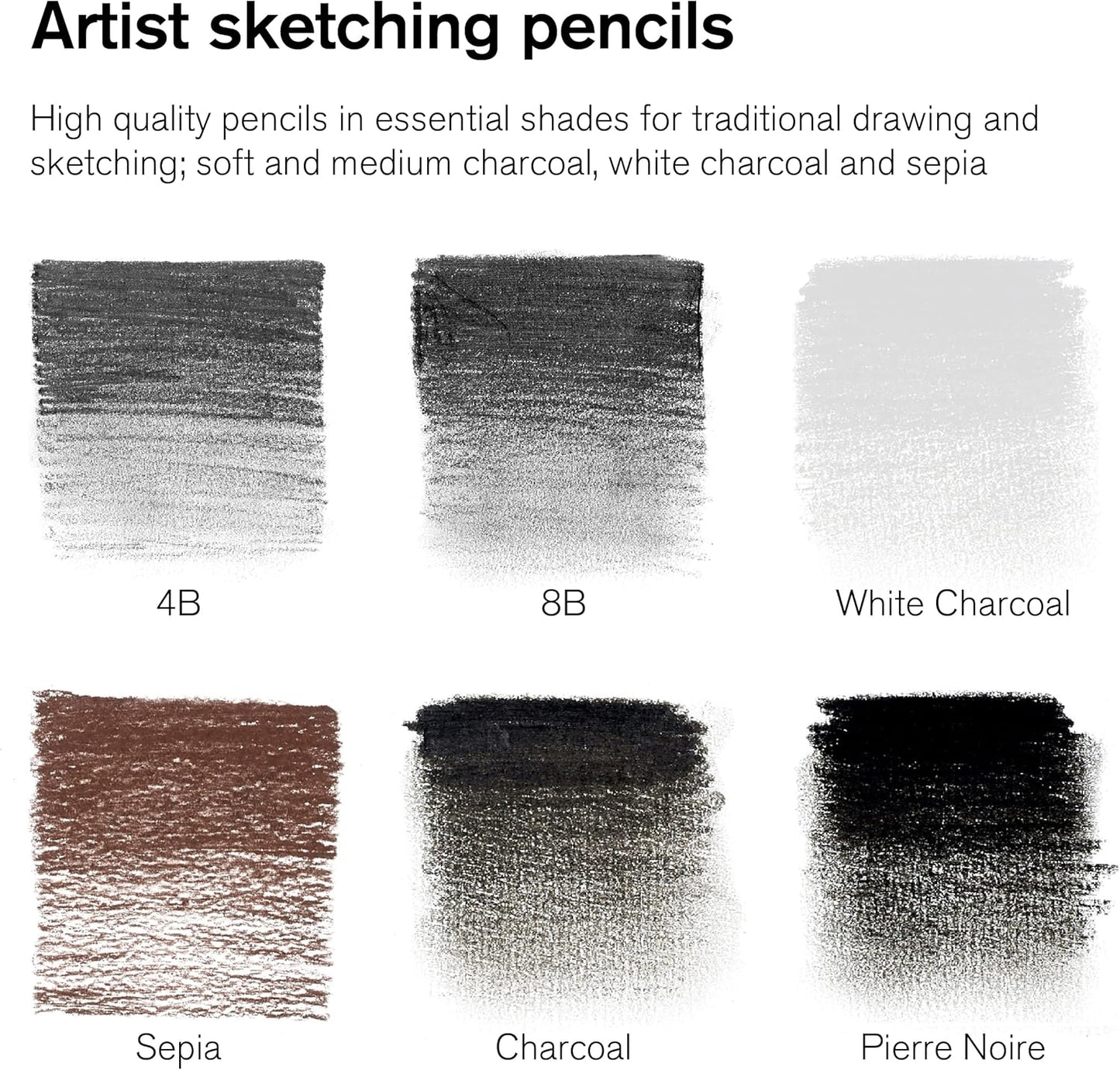 Winsor & Newton Studio Collection Artist Pencils, Sketching Pencils, Set of 6