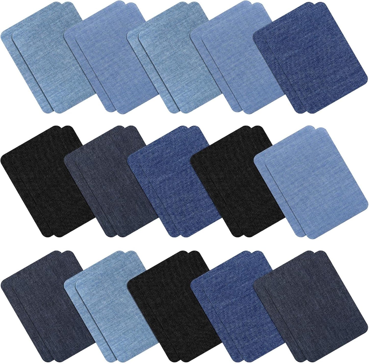 30 Pieces Iron on Patches for Clothing Repair Fabric Patches Iron on for Denim Jean Repair Patch Decorating Kit Repair Canvas Fabric for Puffer Down Jacket (Vivid Colors)