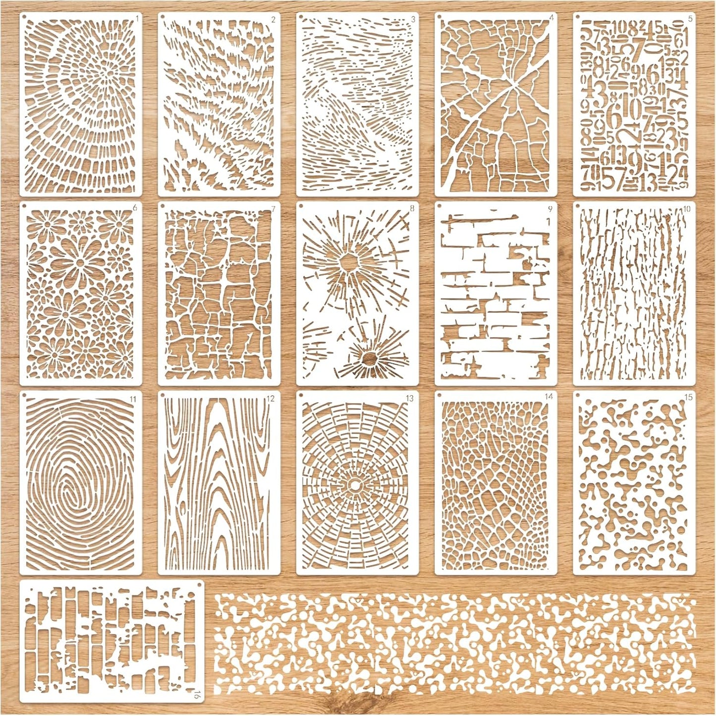 16 Pieces Stencils for Painting, Abstract Texture Mixed Media Art Supplies Crafts Reusable Layering Stencil Brick Pattern Templates for Drawing Card Making Canvas Furniture Paper (Texture)