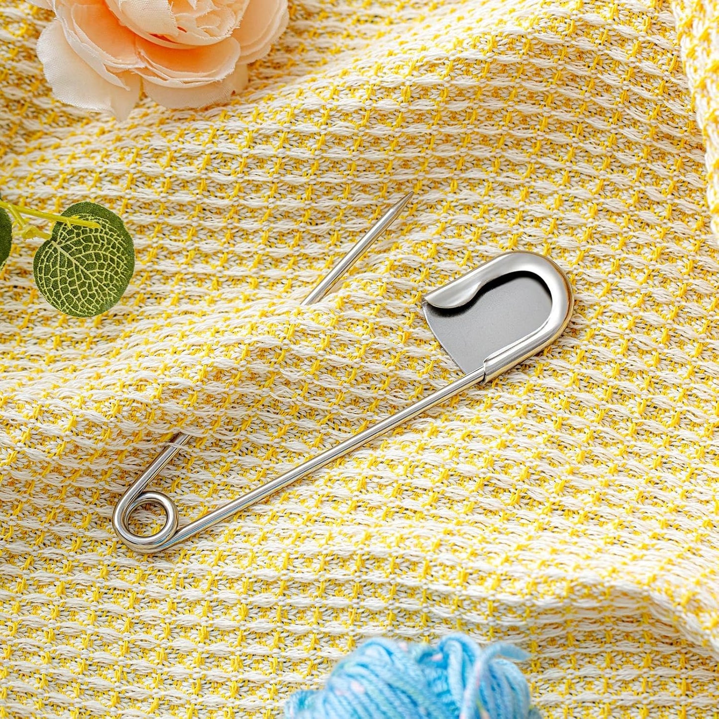 Juexica 40 Pcs 5 Inch Jumbo Stainless Steel Safety Pins Large Heavy Duty Huge Strong Laundry Pins for Upholstery Sewing Quilting Key Rings Craft Outdoor (Silver)