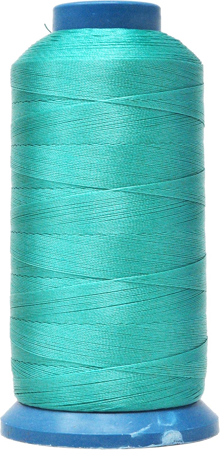 Mandala Crafts Bonded Nylon Thread Turquoise Heavy Duty Sewing Threads - 1500 YDs Size 69 210D T70 Tex 70 Thread for Leather Jeans Weaving Outdoor Marine Upholstery Threads