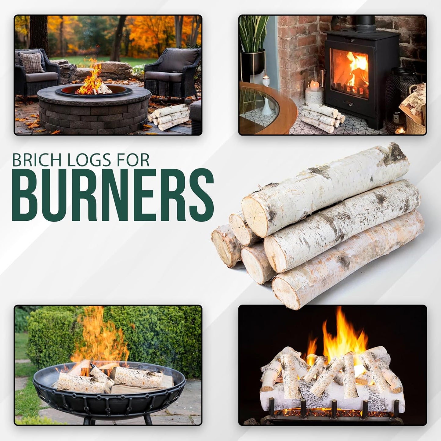 17 Inch Natural Birch Logs - Decorative Dried Birch Wood Logs for Fireplace, Wedding Centerpieces - Unfinished Wood DIY Crafts, & Home Décor - Birch Log Bundle for Indoor Display (6 PCS) (2.5"-4" DIA)