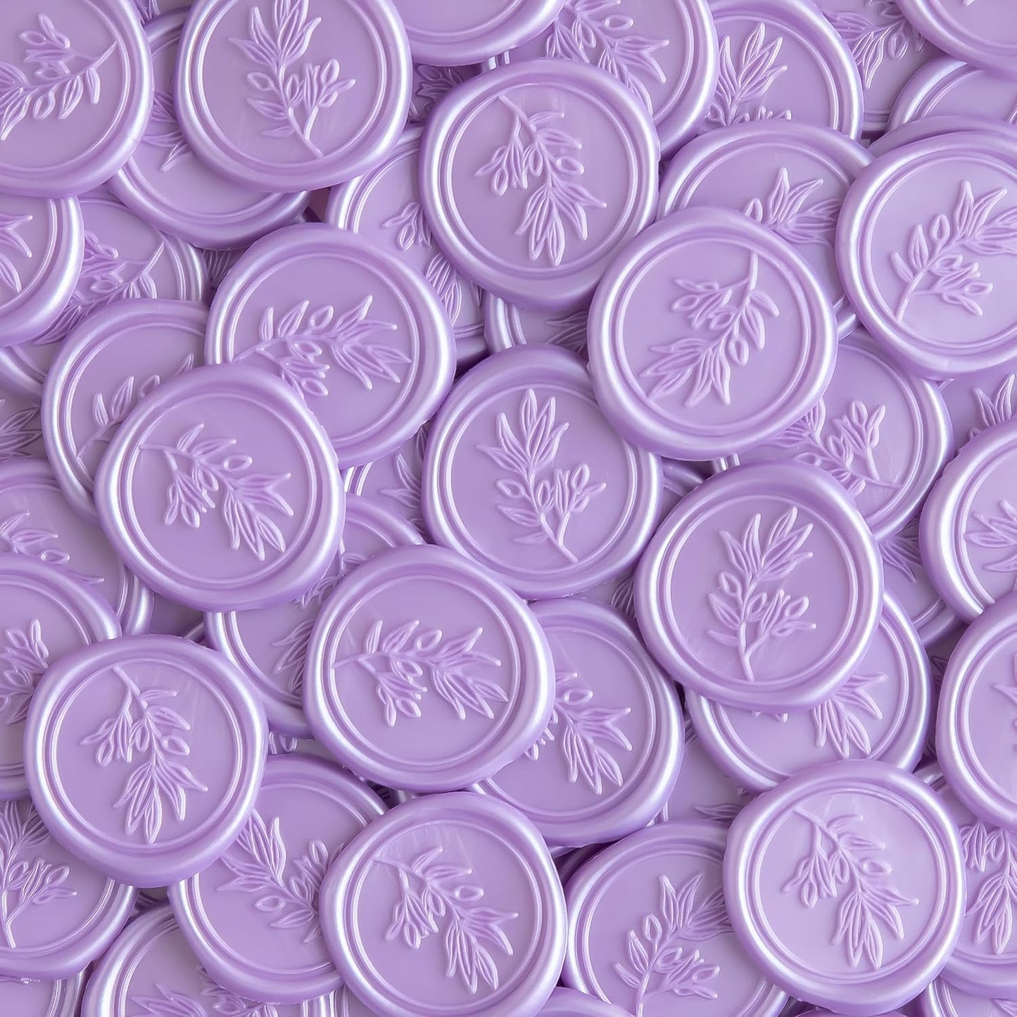 PONATIA Lilac Wax Seal Stickers - 50 Pcs Self- Adhesive Eucalyptus Wedding Seal Stickers, Perfect for Invitation Cards, Envelopes, Christmas Cards, Gift Wrapping, Party Menu Décor