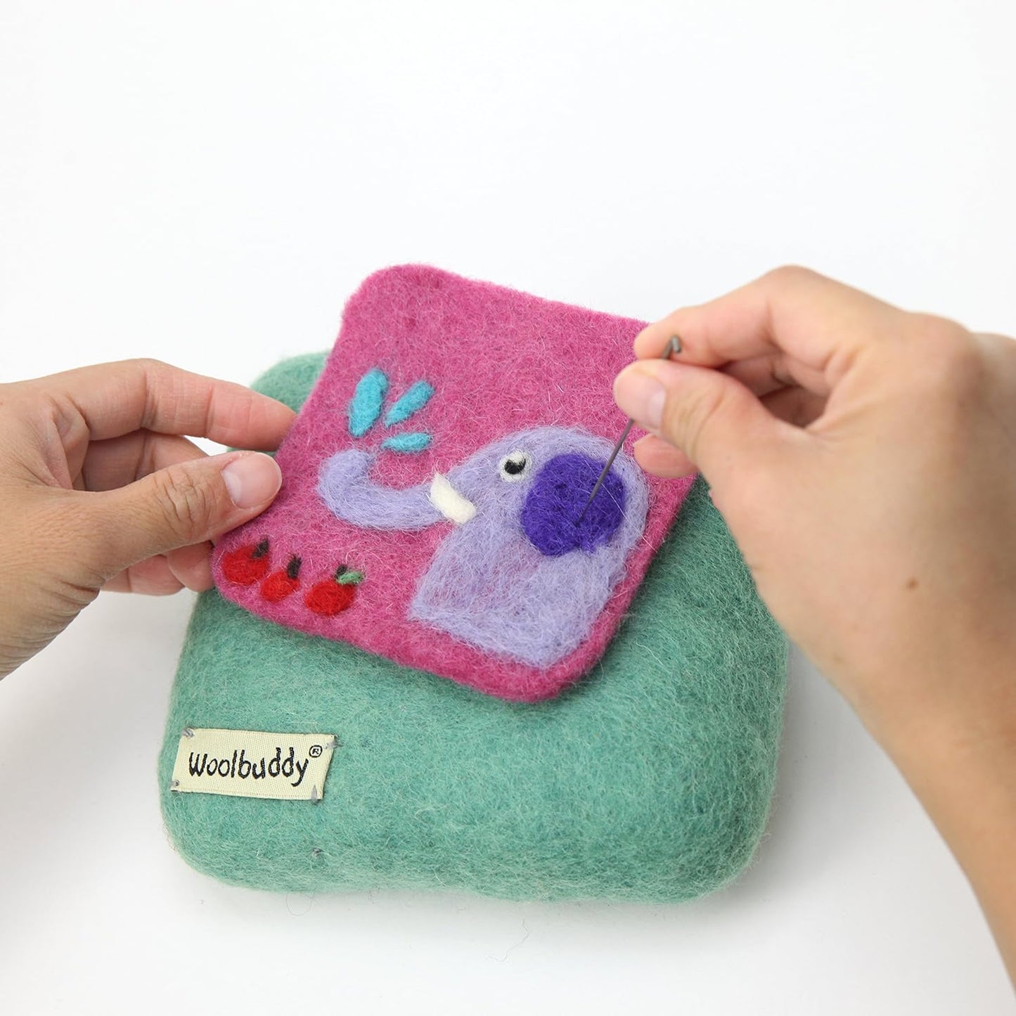 Woolbuddy Needle Felting Pad - Durable Wool Mat for Craft Projects, Foam Alternative, 6"x6"x1.5" (Teal)