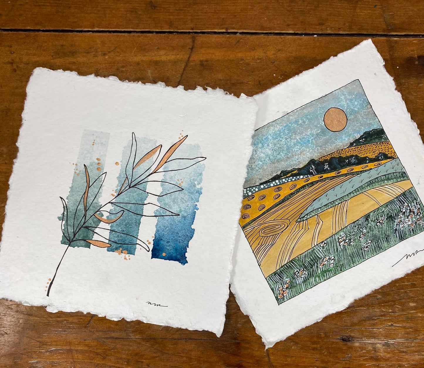 Wanderings Thick Handmade Watercolor Paper with Deckled Edge - 8"x8" - 500GSM Premium Painting Paper White Cold Press Watercolor Paper Textured Mixed Media Paper Made with Recycled Cotton - 15 Sheets