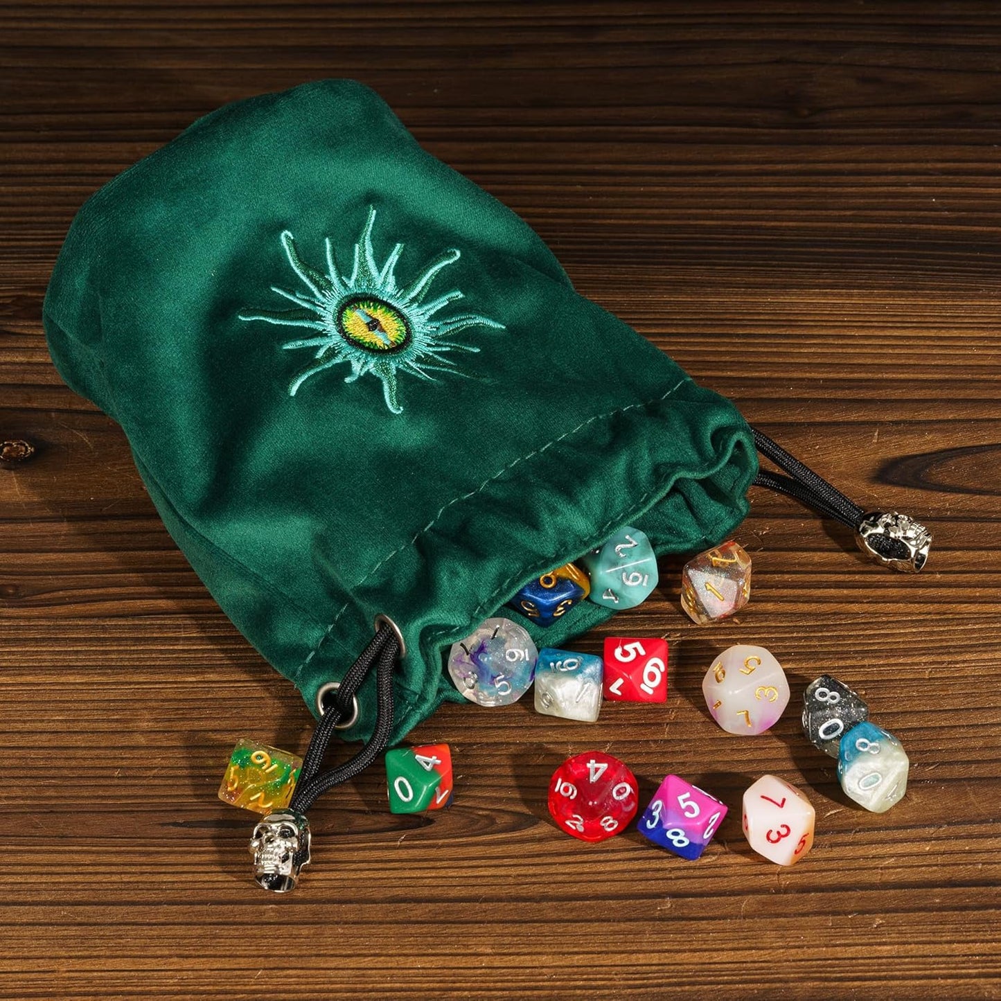Green Large Dice Bag D&D Cute Storage Bag for Role Playing Games Tabletop Games - Capacity 100+ Polyhedral Dice