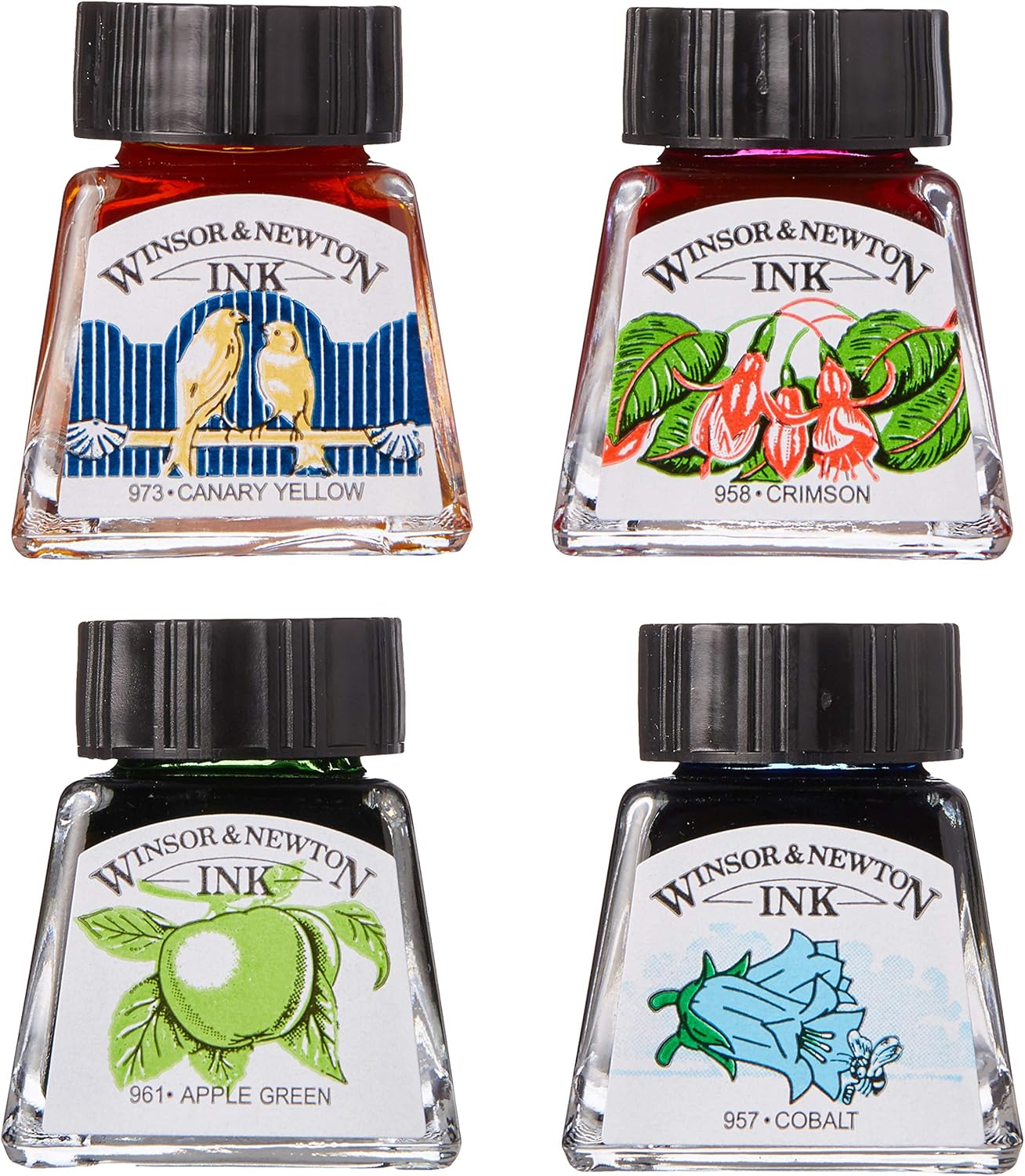 Winsor & Newton Collection Drawing Ink Set, Vibrant Tones, 0.5, Set of 4