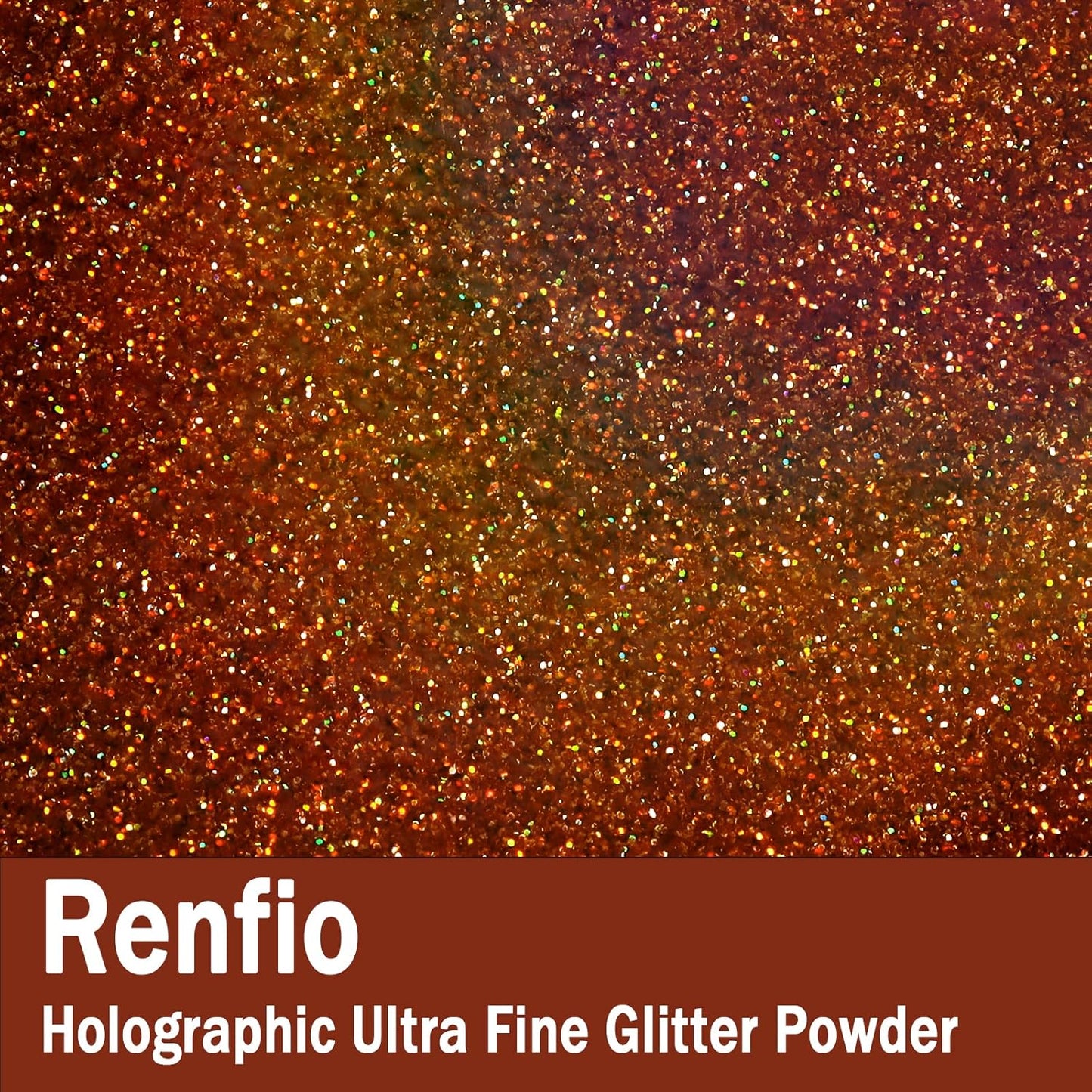 Renfio Holographic Ultra Fine Glitter Powder Metallic Resin Glitter 2.11 Oz (60g) PET Flakes Crafts Sequins 1/128" 0.008" 0.2mm Epoxy Chips Flakes for Tumblers Slime - Laser Light Copper