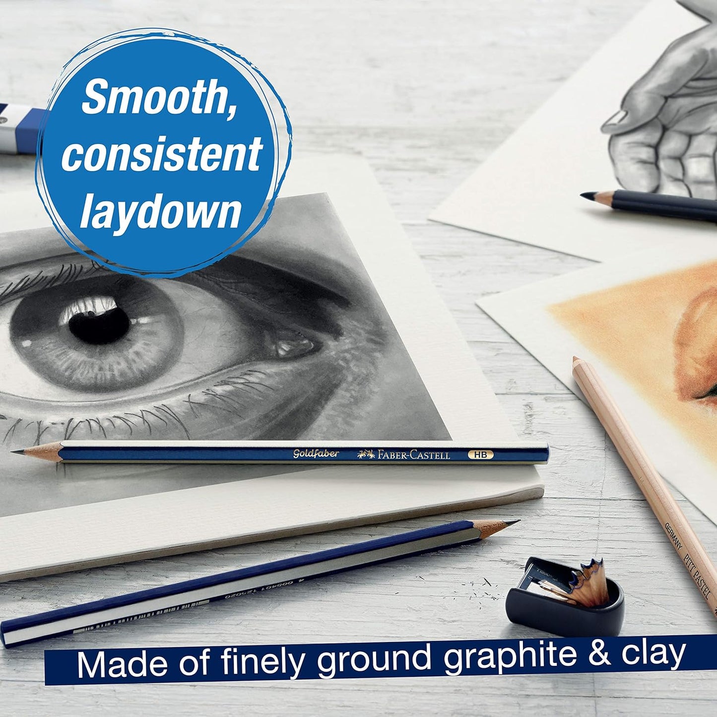 Faber-Castell Graphite Sketch Pencil Set - 6 Graphite Pencils (2H, HB, B, 2B, 4B, 6B), Drawing Pencils and Sketching Supplies