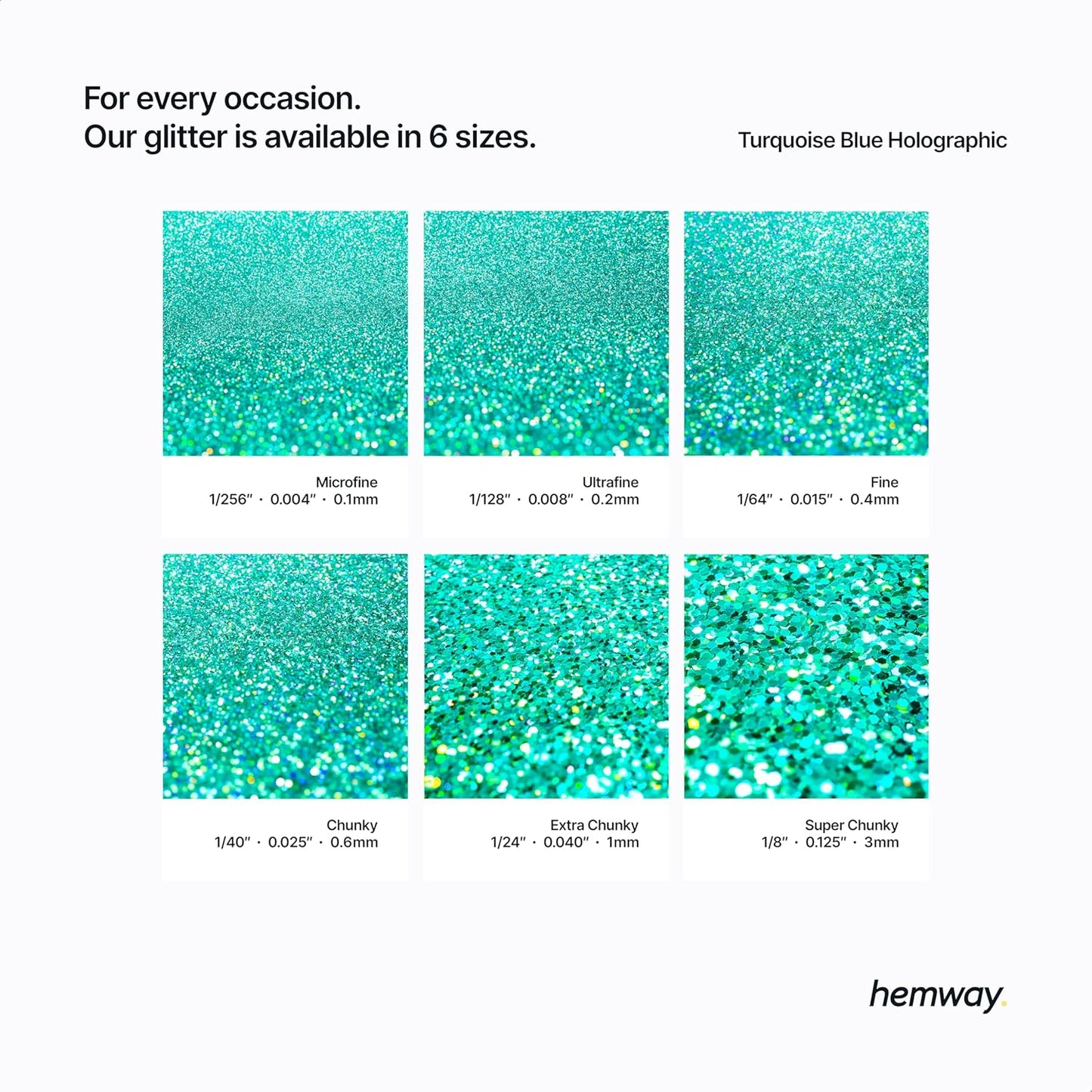 Hemway Polyurethane & Epoxy Resin Glitter 100g / 3.5oz Metallic Crystal Flake Additive for Flooring Jewelry Tumblers Glass Pigment - Microfine (1/256" 0.004" 0.1mm) - Turquoise Blue Holographic