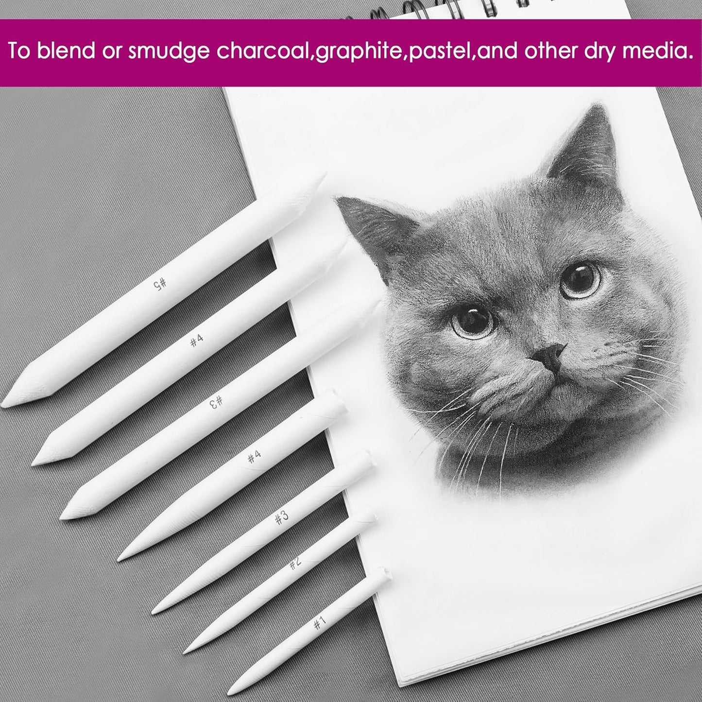 HIFORNY 20 PCS Blending Stumps and Tortillions Set Blending Tools,Kneaded Eraser and Sandpaper Blocks