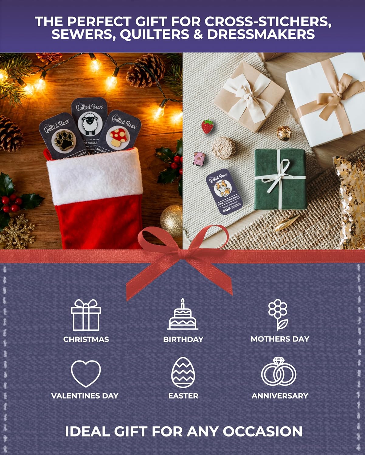 The Quilted Bear Needle Minder - Needle Minder Magnet for Keeping Sewing & Embroidery Needles, Cross Stitch Needles Safe - Stress Free Stitching Cross Stitch Supplies & Embroidery Supplies (Bee)