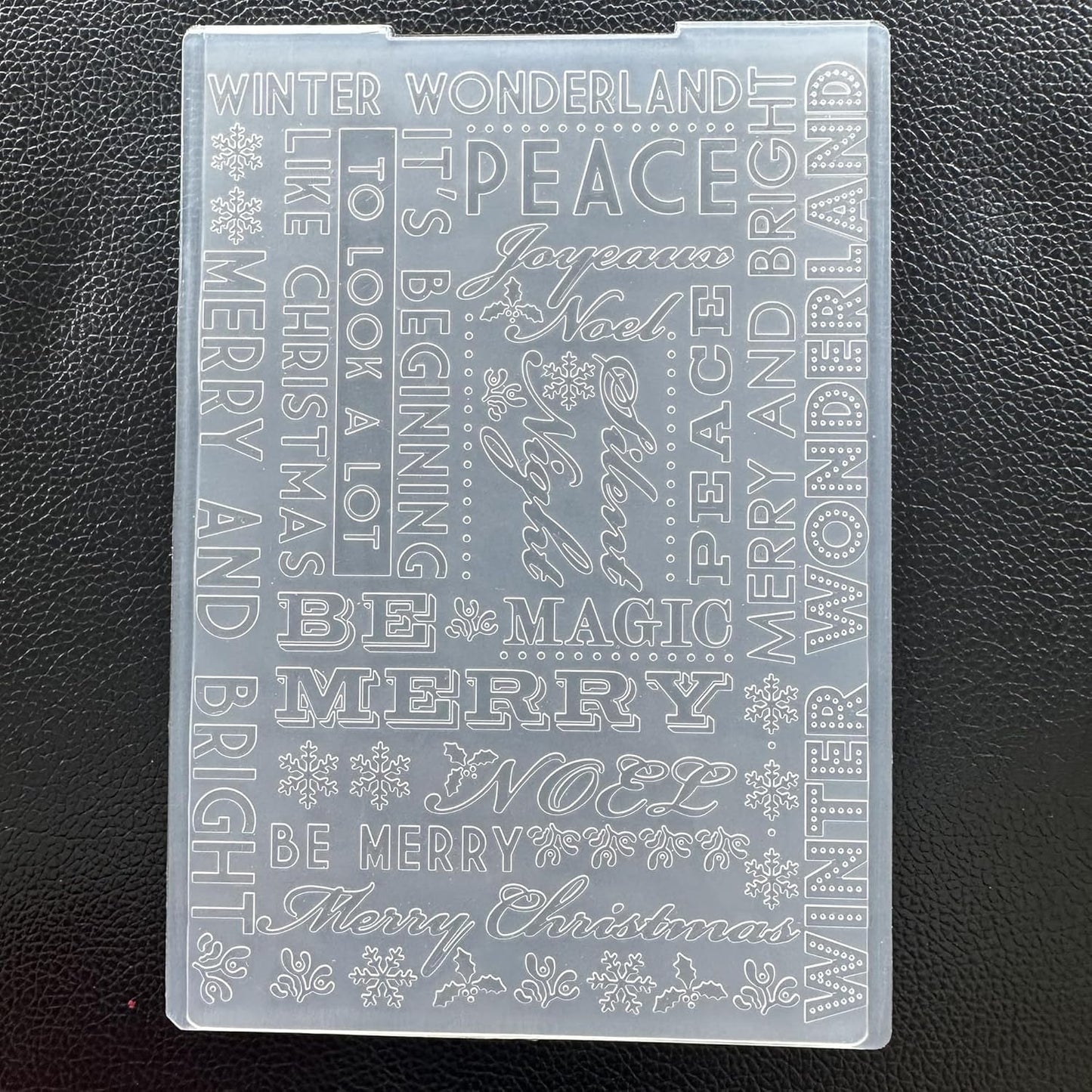 Arbuya Christmas Sentiment Plastic Embossing Folders for Card Making or Journaling Xmas Joy, Noel, Peace & Winter Wonderland Embossing Folder Template for Gift Tag Paper Crafting Home Decoration