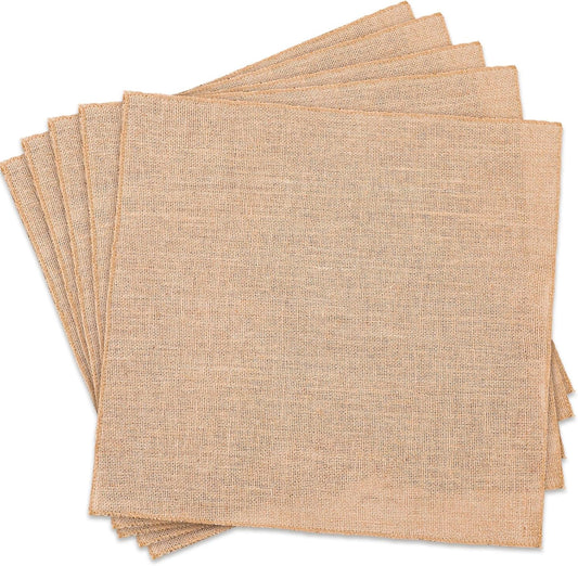 Preboun 5 Pcs Burlap Squares Multipurpose Natural Burlap Placemats Bulk for Farmhouse Home Party Wedding Table Cover Centerpieces Craft Supplies(13 Inch)
