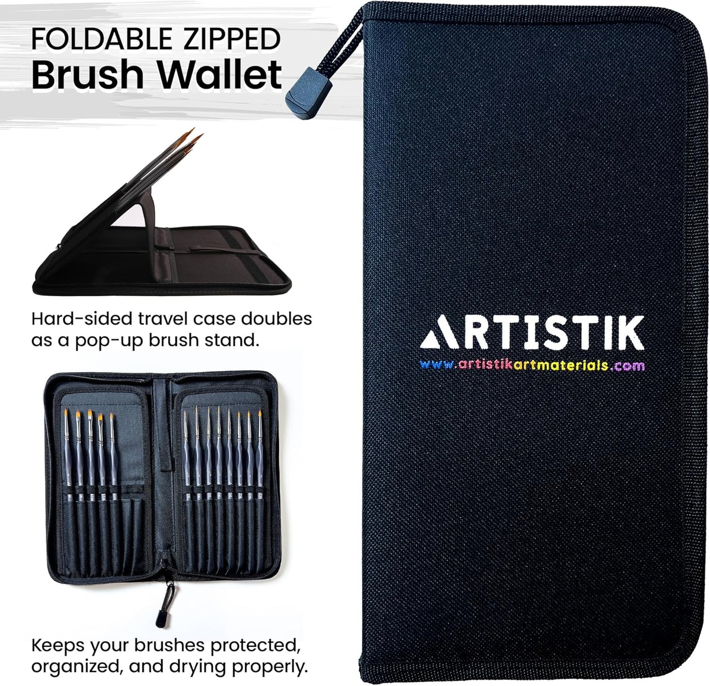 Miniature Paint Brushes Set of 13, Detail Brushes for Acrylic, Oil, Watercolor, Nail Art, Mixed Media Art, Model Painting, Miniature Painting, Face & Fantasy Art, Paint by Numbers Kit