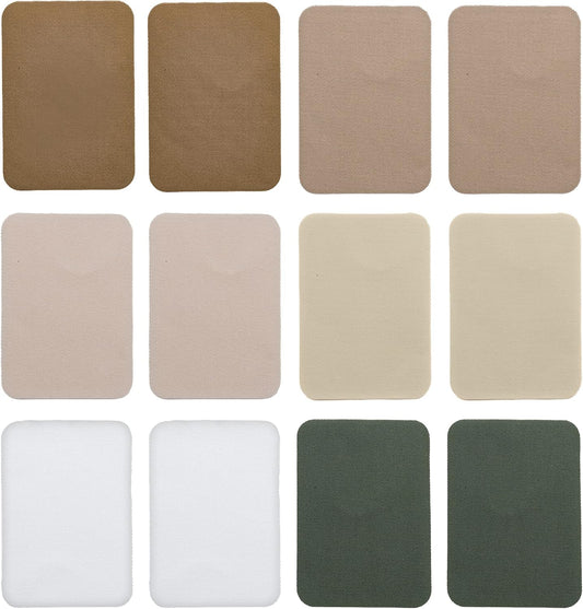 Johnson & Smith Iron On Patches - 12-Piece Iron On Patch for Clothing, Pants Repair - Adhesive Fabric Patches in Rectangle Shapes - Easy to Use, No Sewing Needed - Cool Rectangle Patches – Khaki