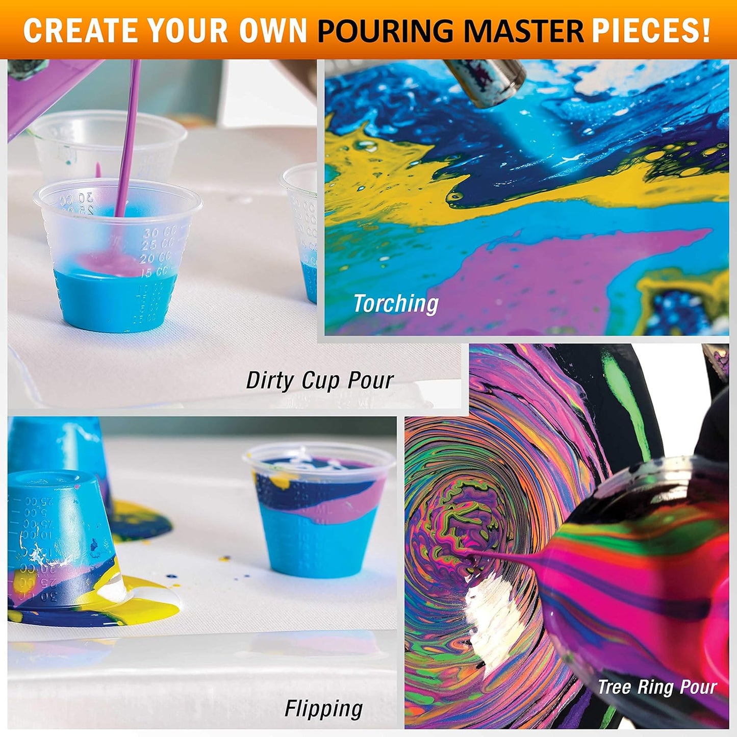 POURING MASTERS Graystone Acrylic Ready to Pour Pouring Paint - Premium 32-Ounce Pre-Mixed Water-Based - for Canvas, Wood, Paper, Crafts, Tile, Rocks and More