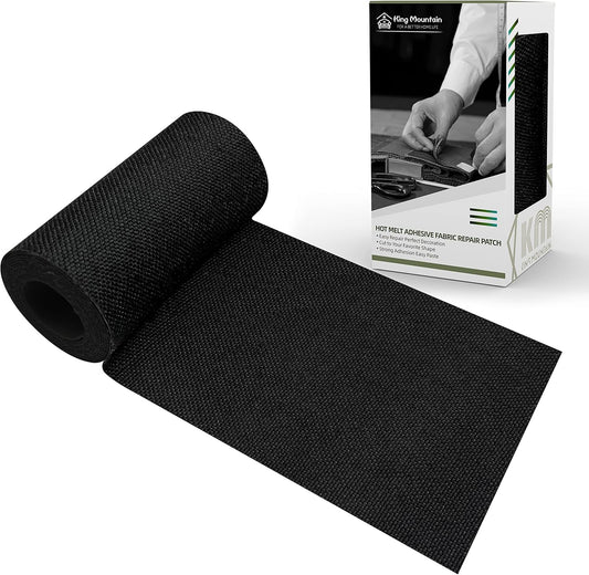 King Mountain Premium Linen Fabric Iron-on Repair Patch, Inside&Outside Fabric Repair Patch, 3"x60" with Backing Glue Linen Repair Decorative Patch kit (Linen-3"x60", Black)